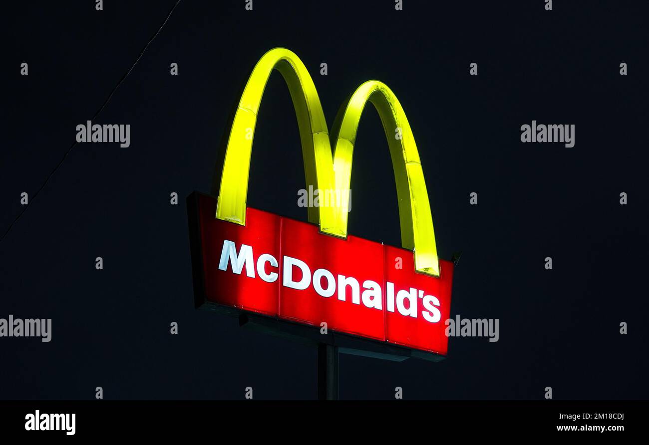 Mc Donalds Fast Food restaurant at night DALLAS, UNITED STATES