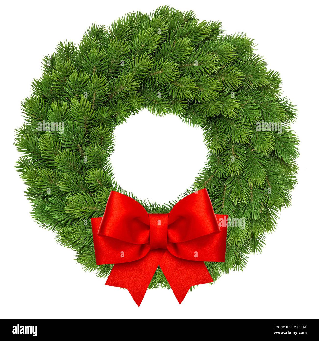 PNG Christmas wreath with red ribbon bow isolated Stock Photo