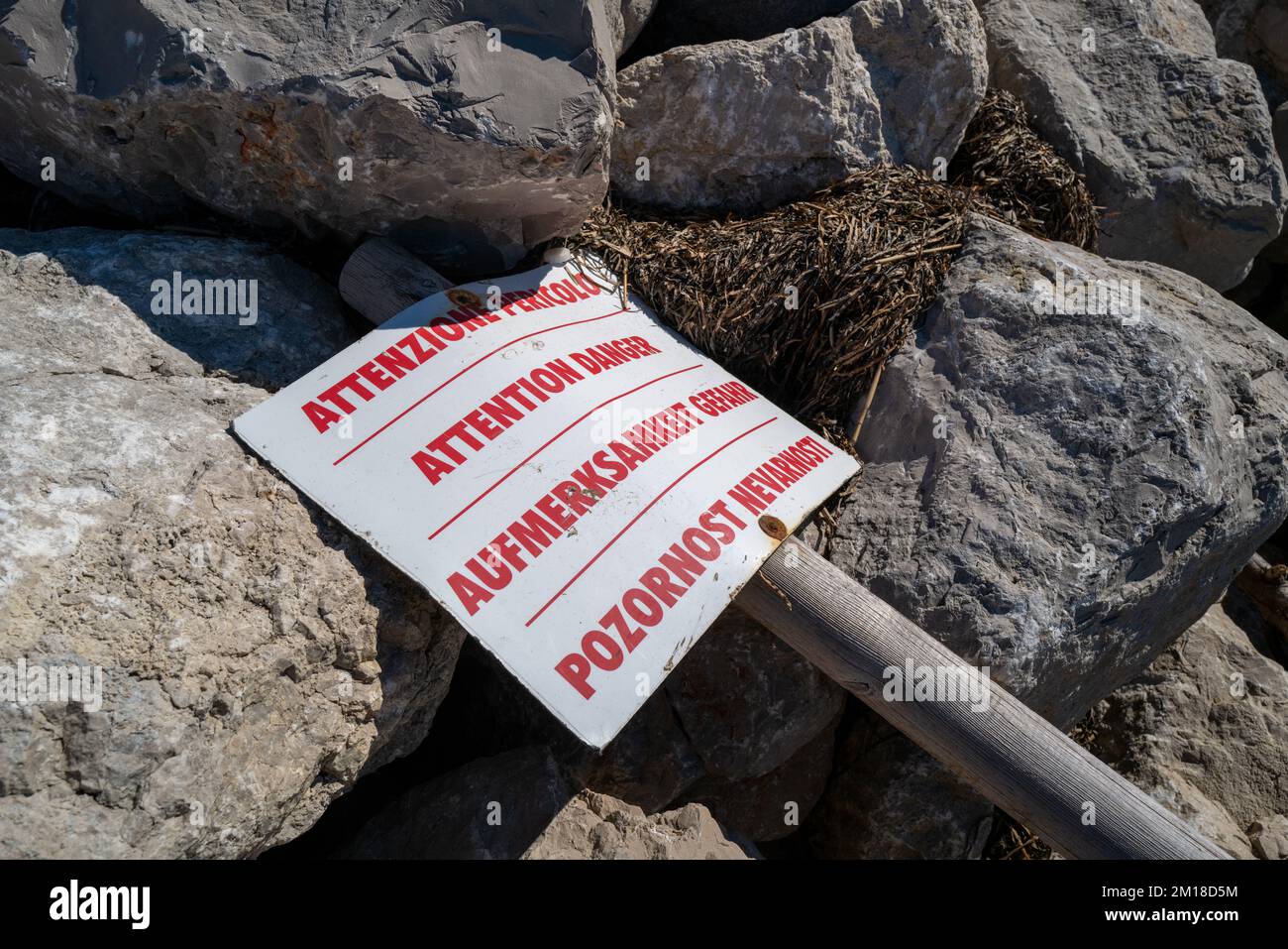 Signboard With Inscription Sign with inscription „Warning“ Stock Photo - Alamy