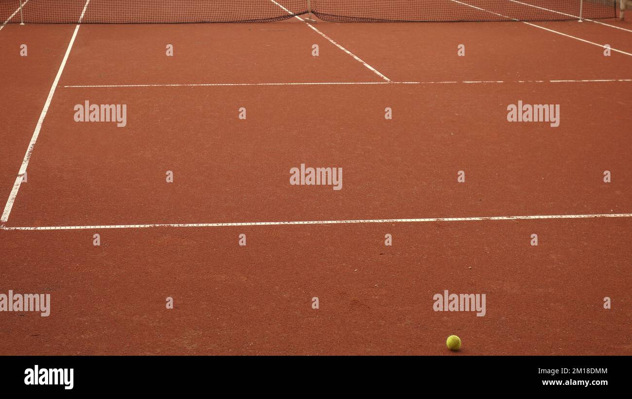 tennis clay court and ball Stock Photo