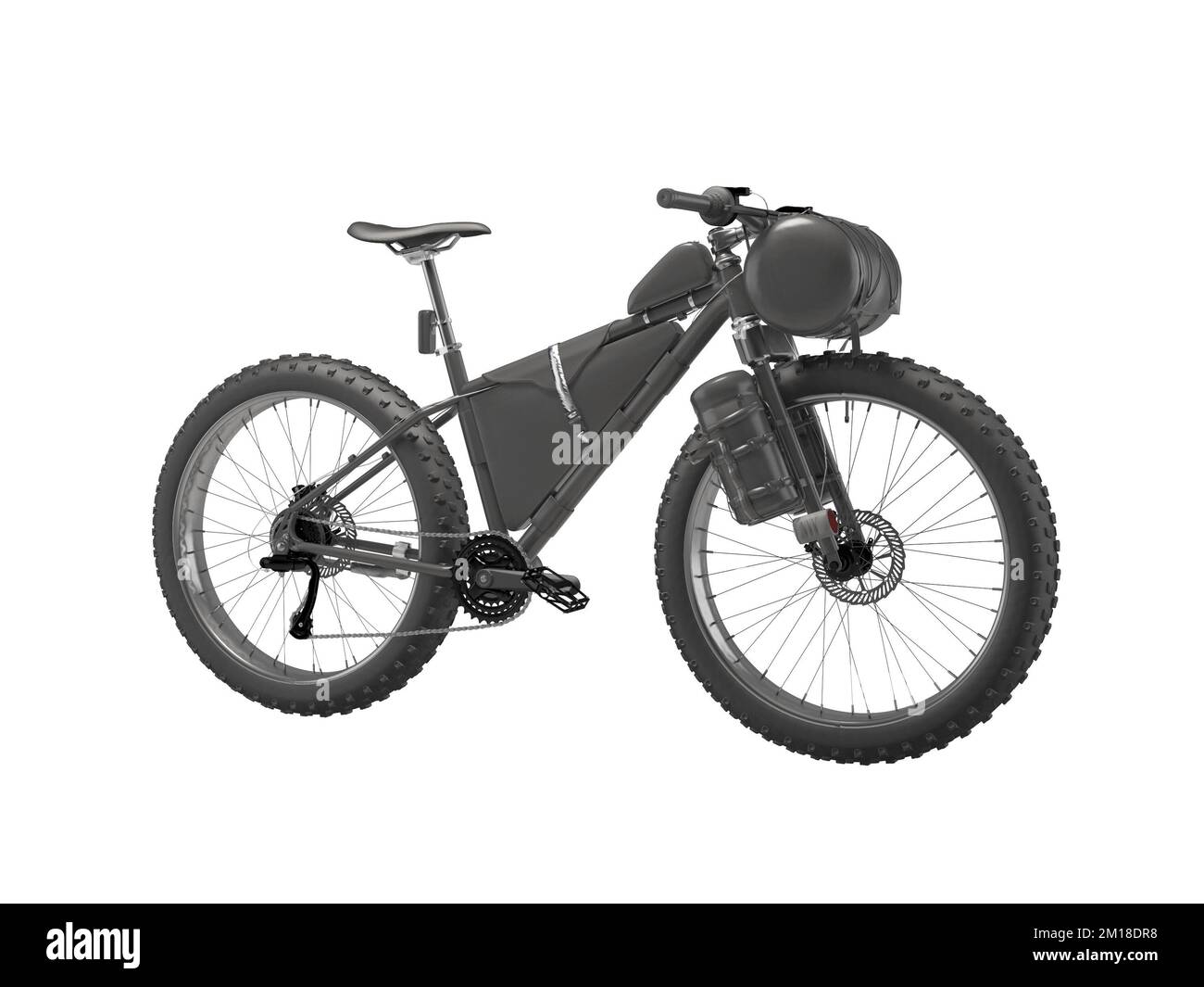 3d illustration of hardtail mountain sports bike for tourism with bags