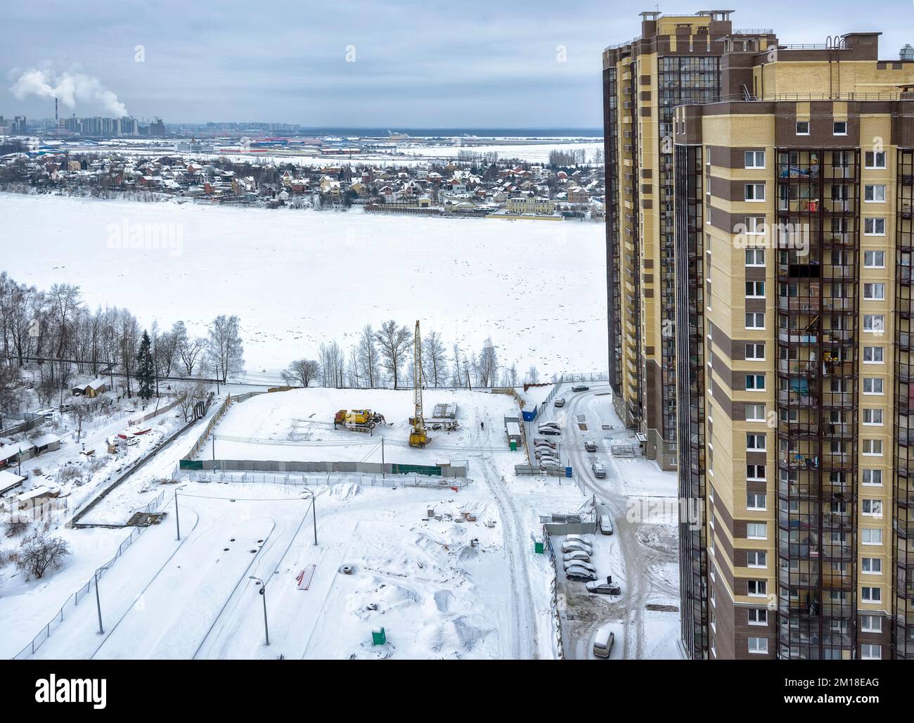 View of the residential area of the city and the Neva River from the View of the residential area of the city and the Neva River from the