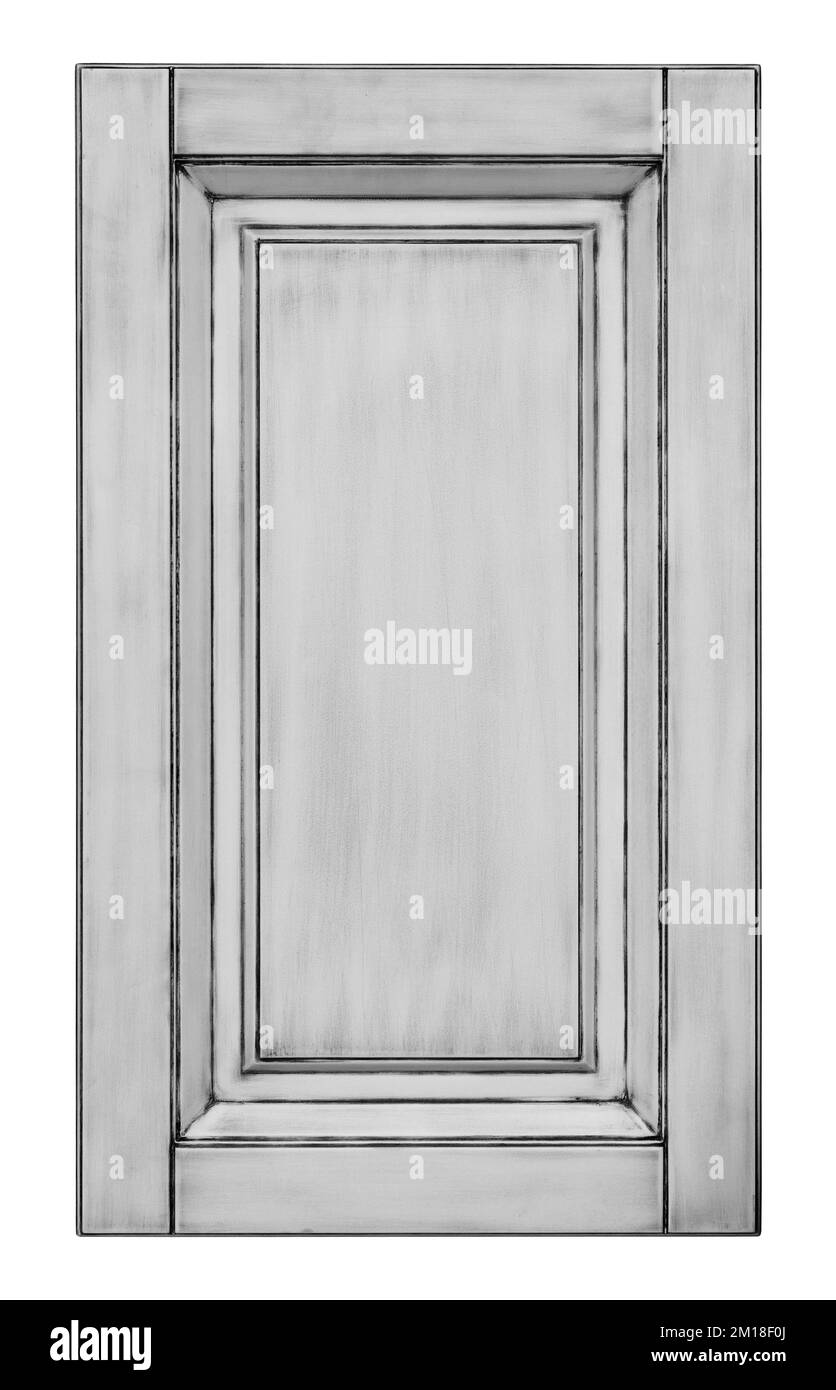 Decorative black white wooden kitchen door isolated on white