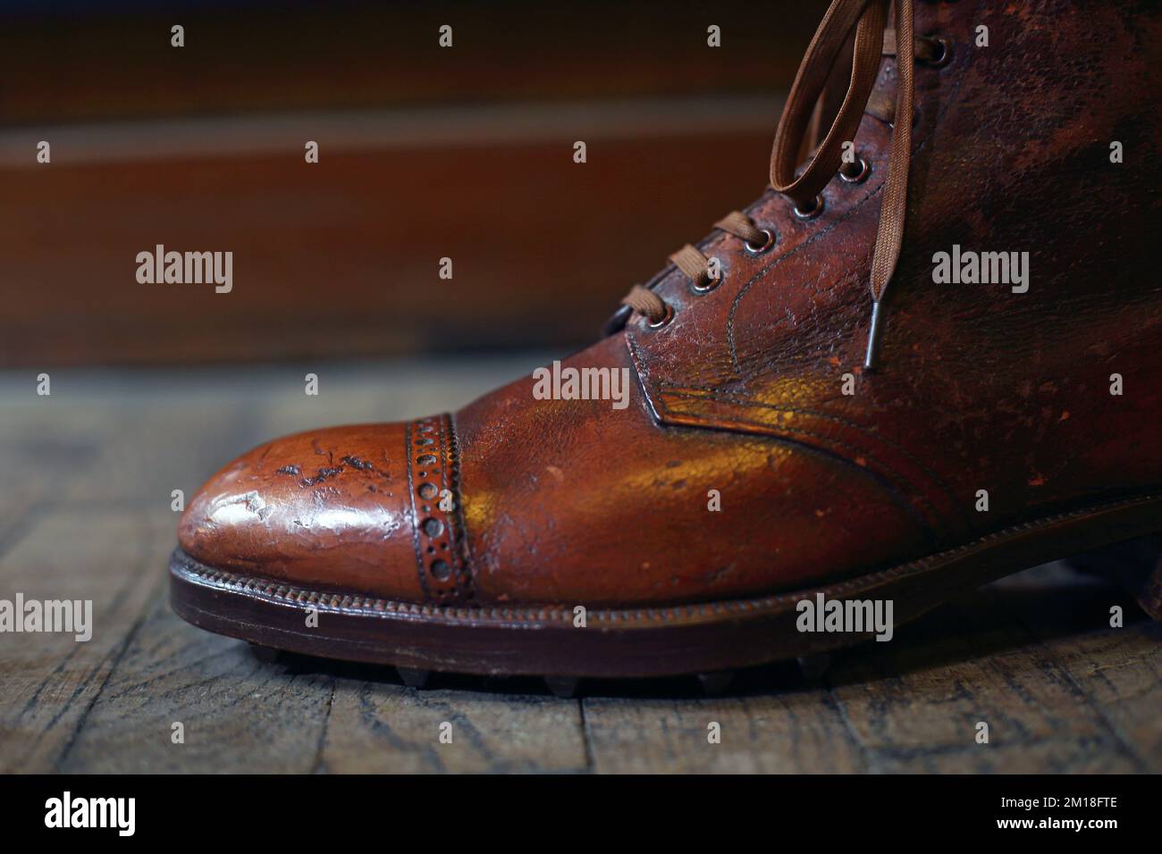 Bespoke brown leather boots at the John Lobb bespoke shoemaker