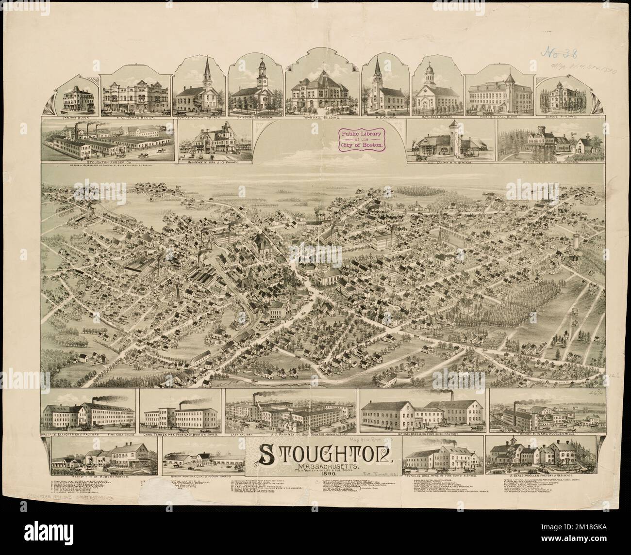 Stoughton Massachusetts 1890 - Stoughton Massachusetts 1890 Stoughton Mass Aerial Views Norman B Leventhal Map Center Collection 2M18GKA 