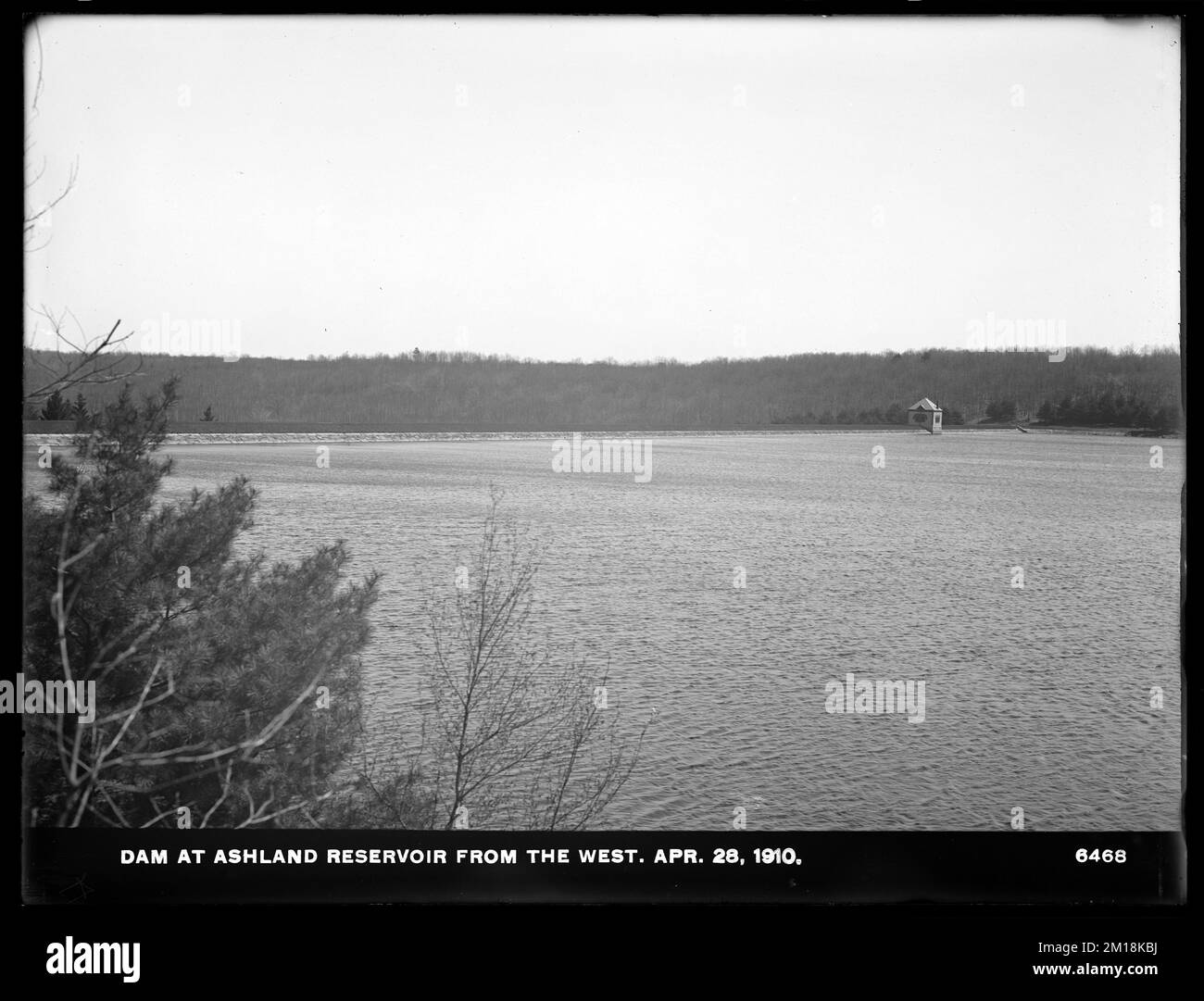 Sudbury Department, Ashland Reservoir, Dam and Gatehouse, from the west
