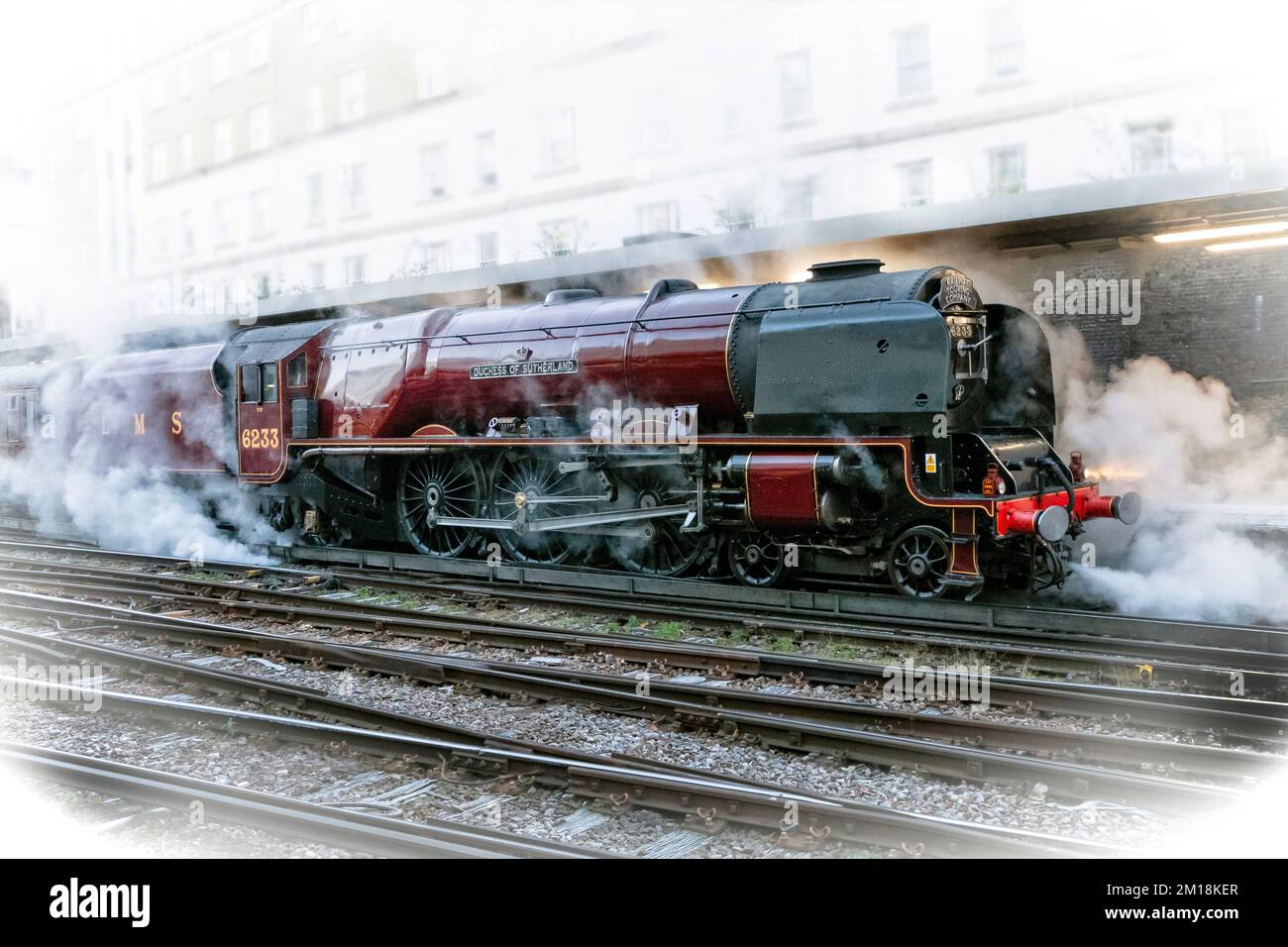 Railway Touring Company's Bath & Bristol Christmas Market express, at Victoria Station London.Pulled by Duchess of Sutherland LMS steam locomotive Stock Photo