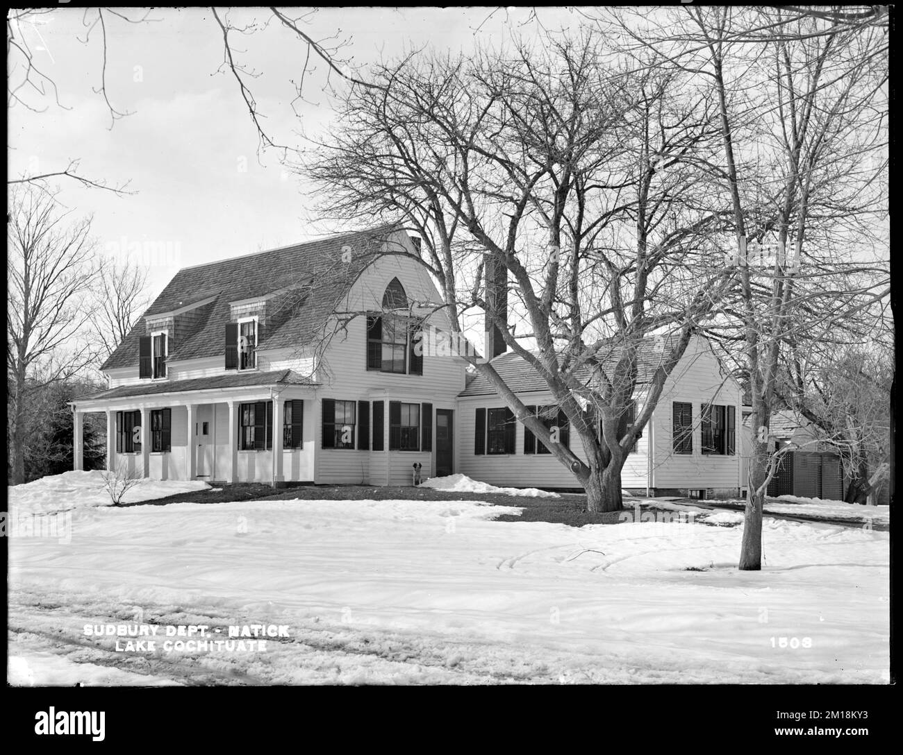 Sudbury Department, Lake Cochituate, Foreman's House, from south in road, Natick, Mass., Feb. 14