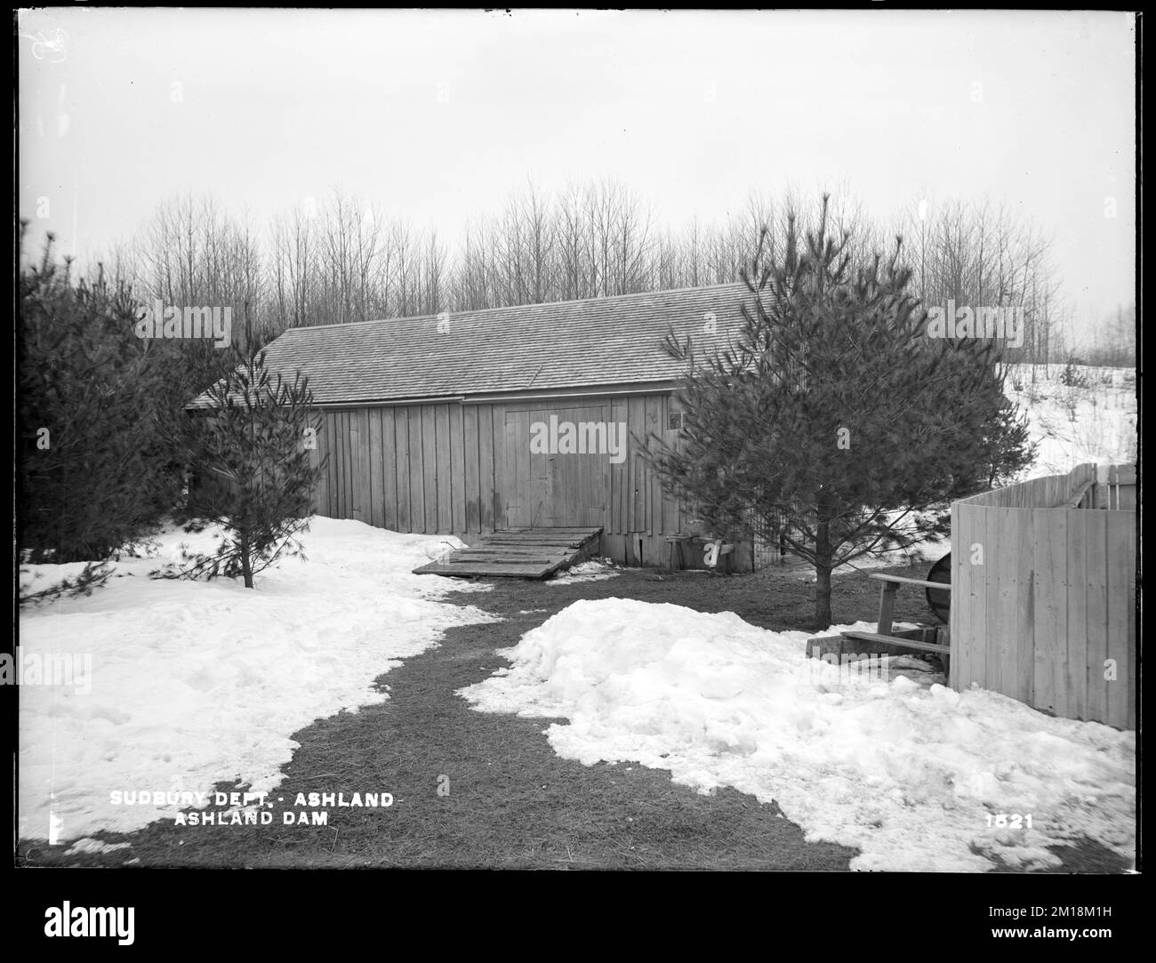 Sudbury Department, outbuildings (barn and shed) at attendant's house, Ashland Dam, westerly one