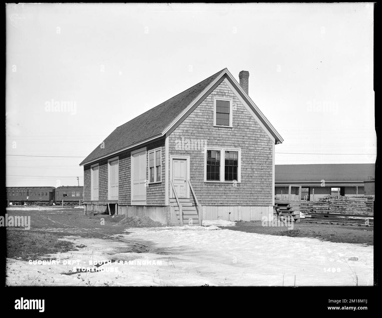 Sudbury Department, storehouse, near Boston & Albany Railroad, from the