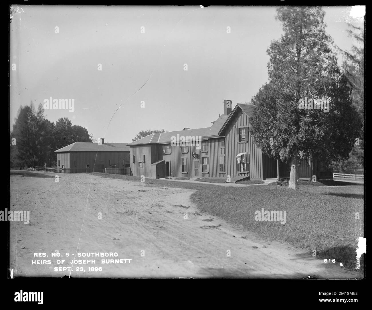 Sudbury Reservoir, Heirs of Joseph Burnett's Deerfoot Farm, slaughterhouse, from the east, Southborough, Mass., Sep. 23, 1896 , waterworks, reservoirs water distribution structures, real estate Stock Photo