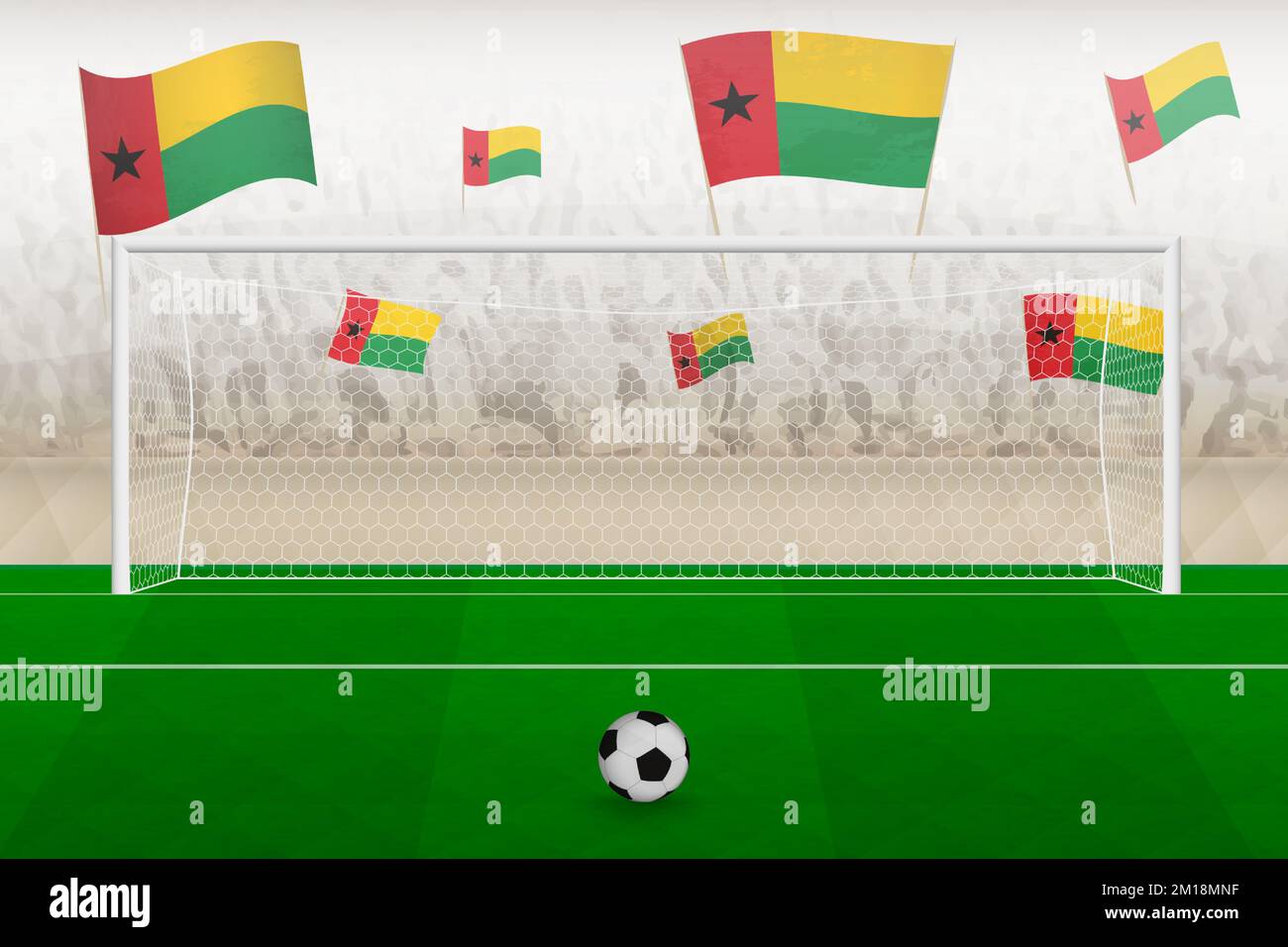 Guinea-Bissau football team fans with flags of Guinea-Bissau cheering