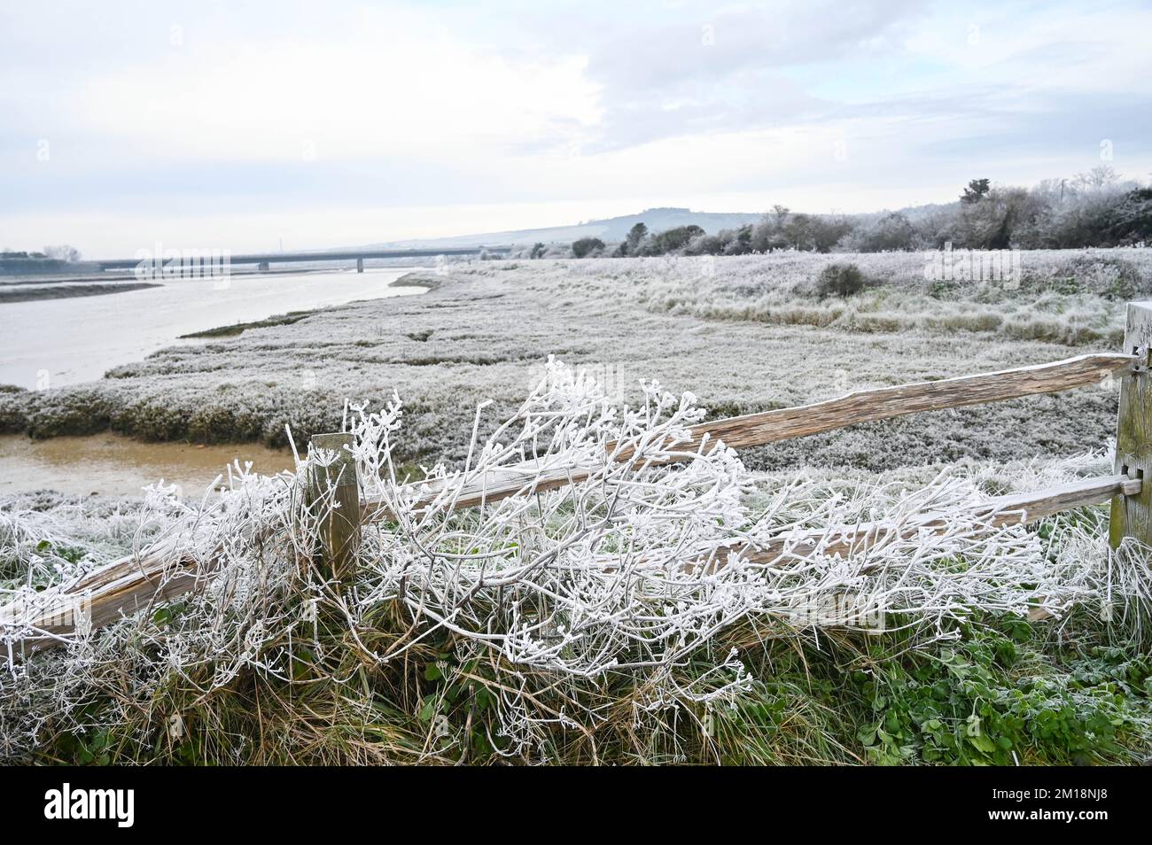 Shoreham by sea UK 11 Dec 2022 A heavy frost early in the morning at
