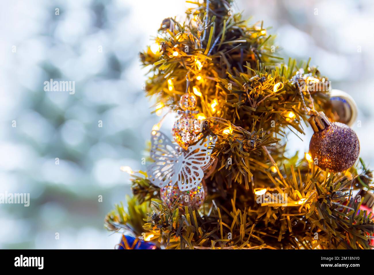 Decorated Christmas tree details close up Stock Photo Alamy