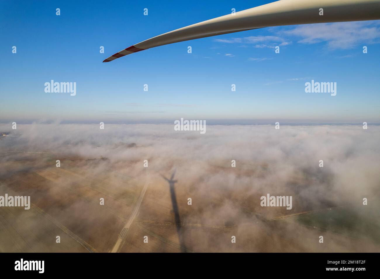 Aerial view of wind turbine Stock Photo