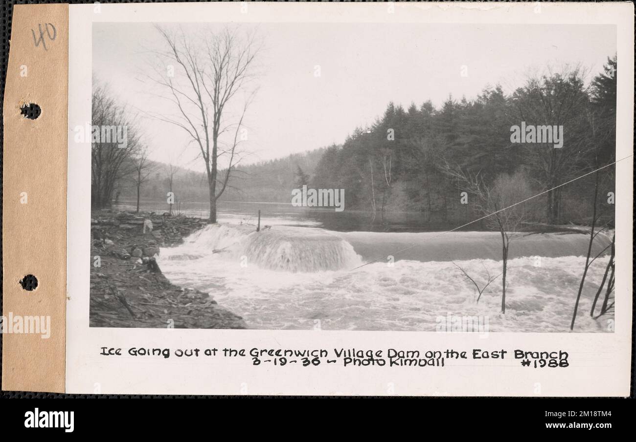 Swift River East Branch, ice going out at the Greenwich Village Dam
