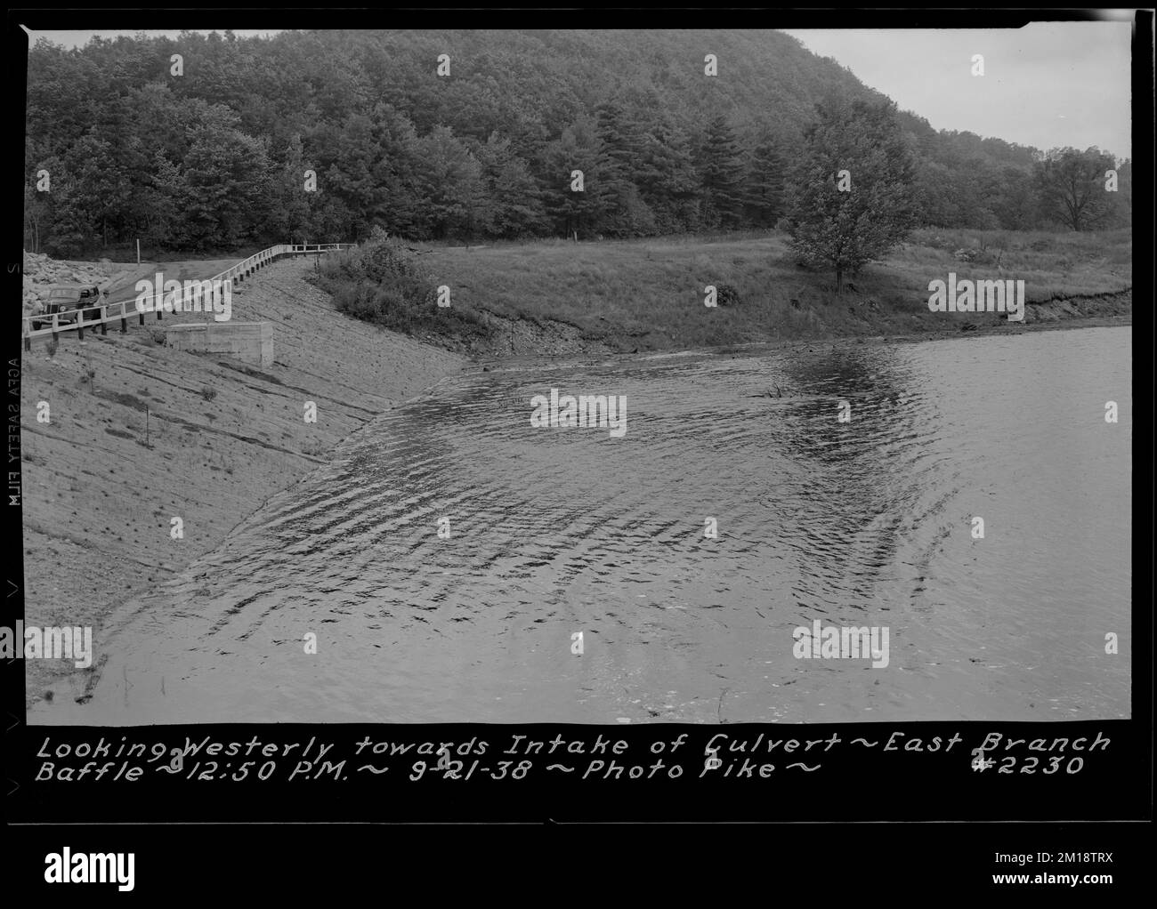 Swift River, flood photo, looking westerly towards intake of culvert