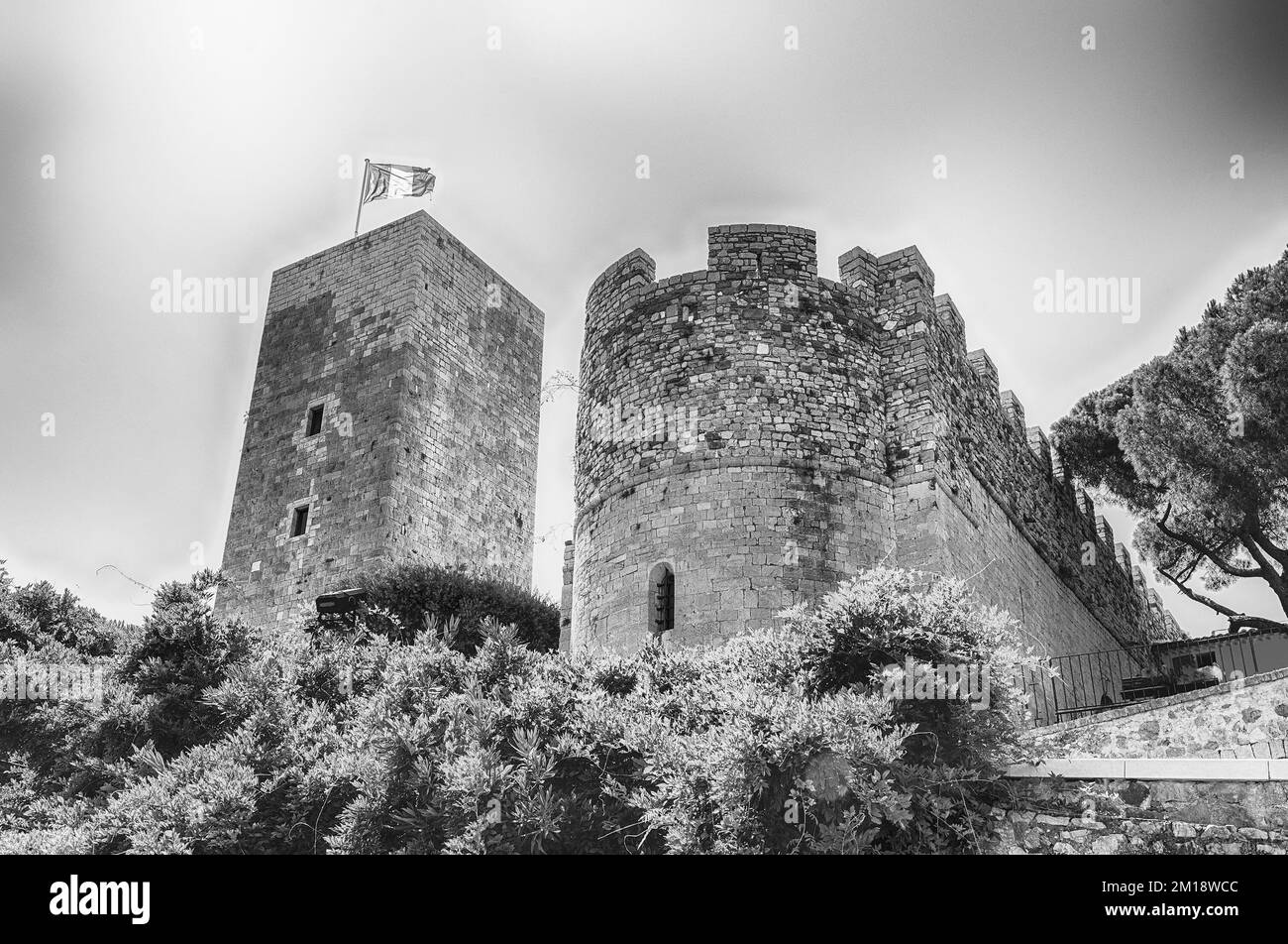 Fortification of the Castle, one of the major landmarks in Le Suquet medieval district in Cannes, Cote d'Azur, France Stock Photo