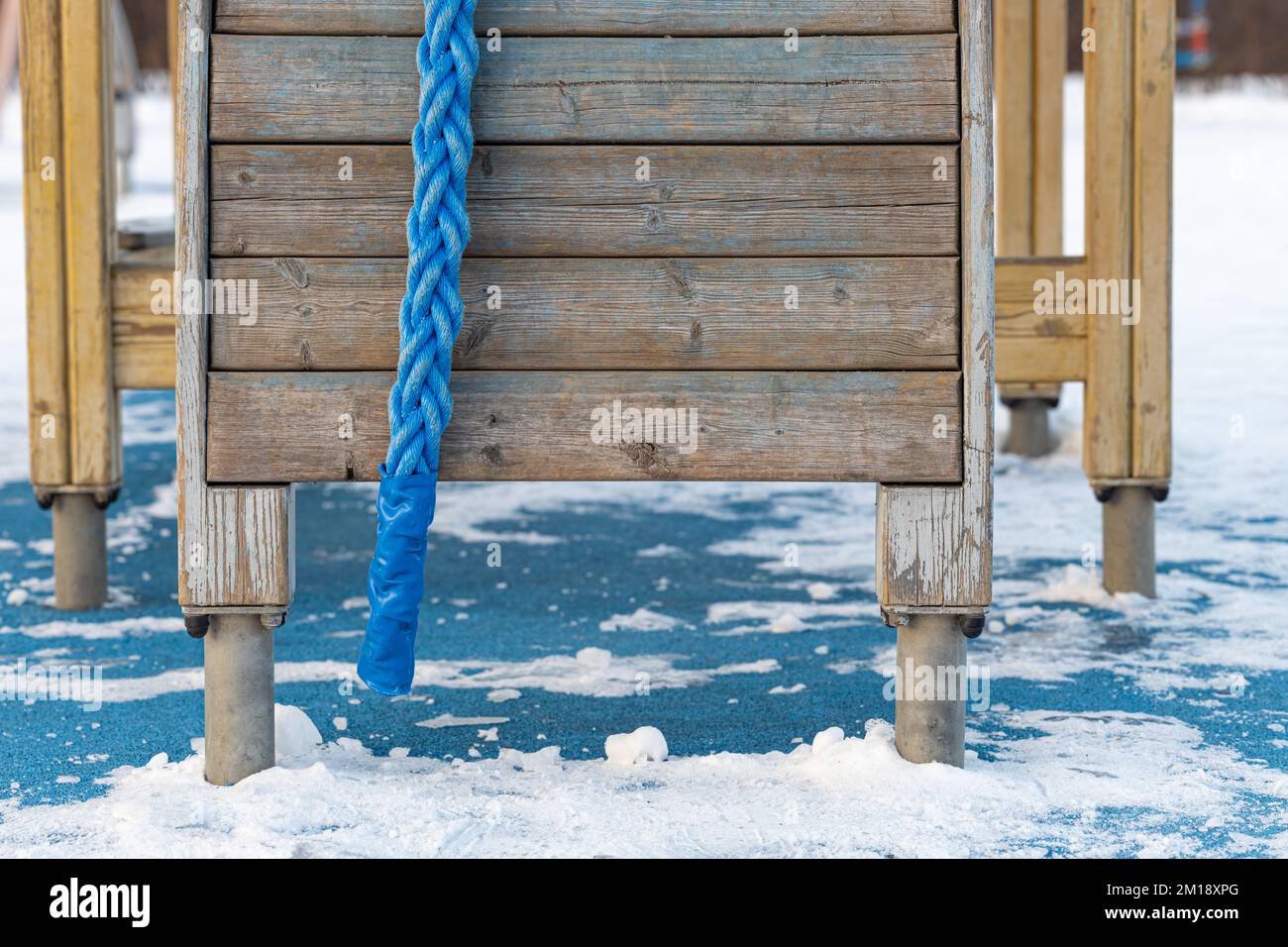 colored rope on the outdoor playground for sports. rope on the playground. Stock Photo