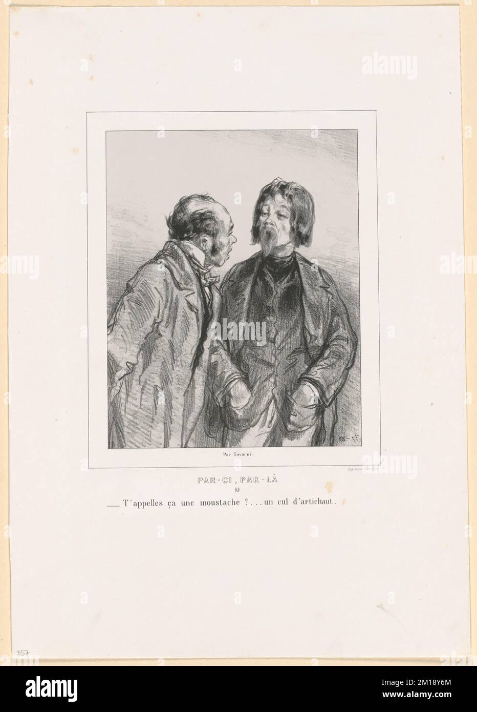 T'appelles ça une moustache?...un cul d artichaut! ,. Paul Gavarni (1804-1866). Lithographs and Other Works Stock Photo