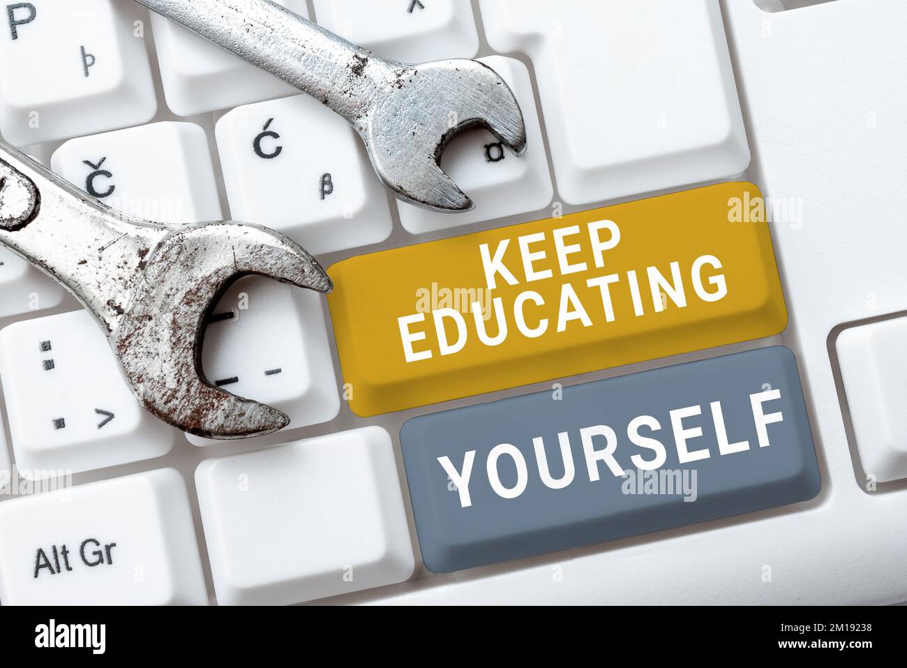 Sign displaying Keep Educating Yourself. Business overview dont stop studying Improve yourself using Courses Stock Photo