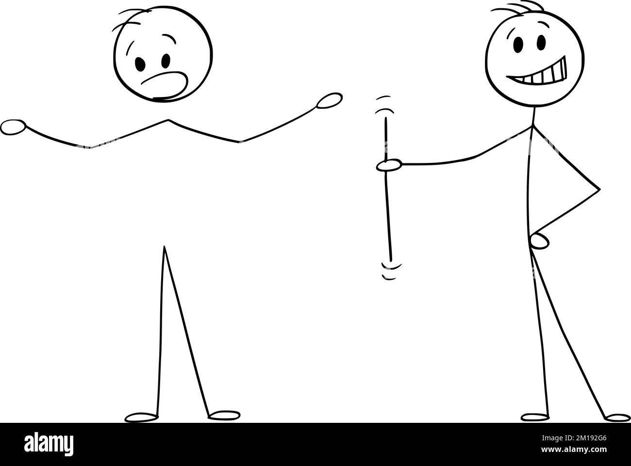 Person Holding Body or Back of Another Person , Vector Cartoon Stick