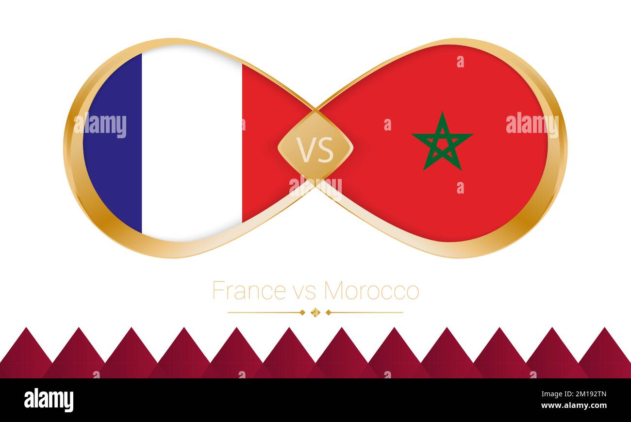 France versus Morocco golden icon for Football 2022 match, Semi finals