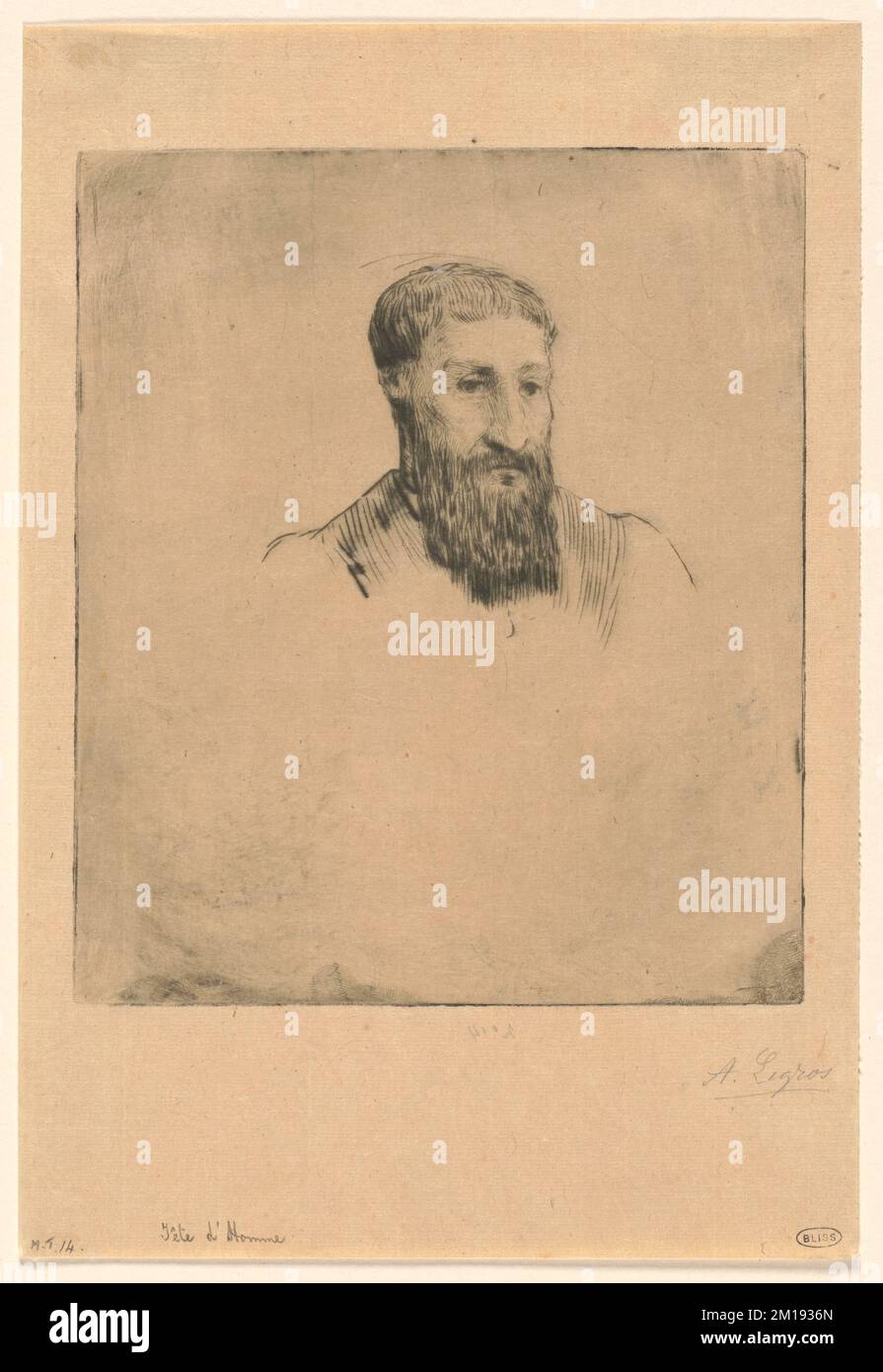 Tête d'homme , Alphonse Legros (1837-1911) Stock Photo