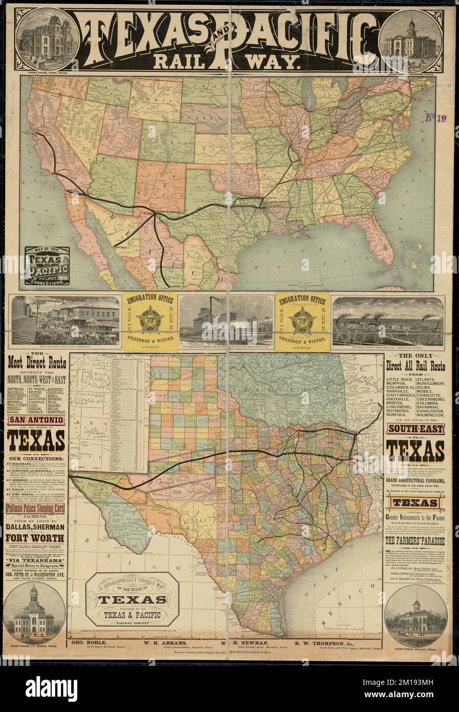 Texas and Pacific Rail Way , Texas & Pacific Railway, Counties, Texas