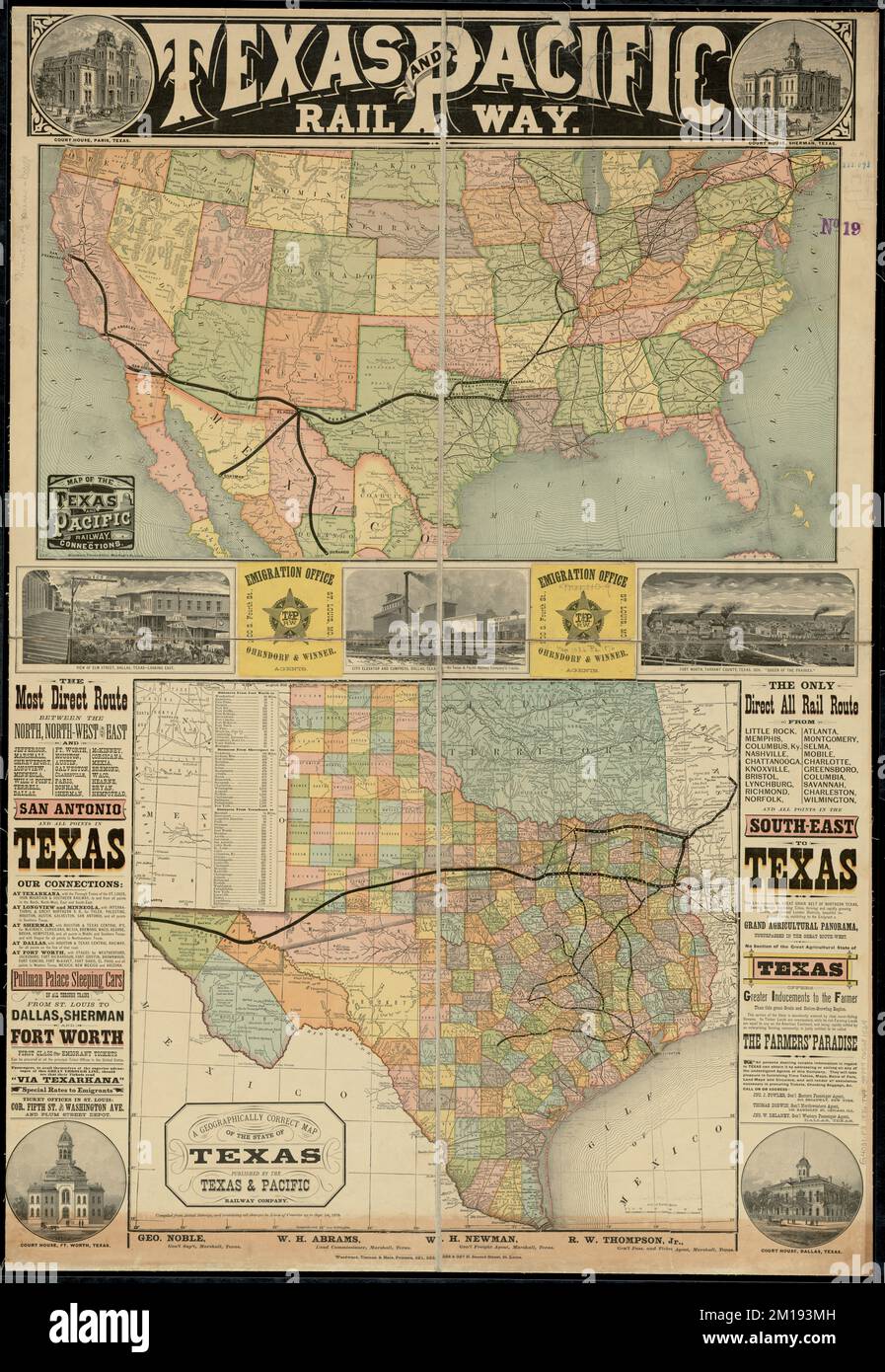 Texas and Pacific Rail Way , Texas & Pacific Railway, Counties, Texas, Maps, Railroads, Texas, Maps, Railroads, Oklahoma, Maps, Railroads, United States, Maps, Indians of North America, Oklahoma, Maps, Indian reservations, Oklahoma, Maps, Texas, Maps, Indian Territory, Maps, Oklahoma, Maps Norman B. Leventhal Map Center Collection Stock Photo