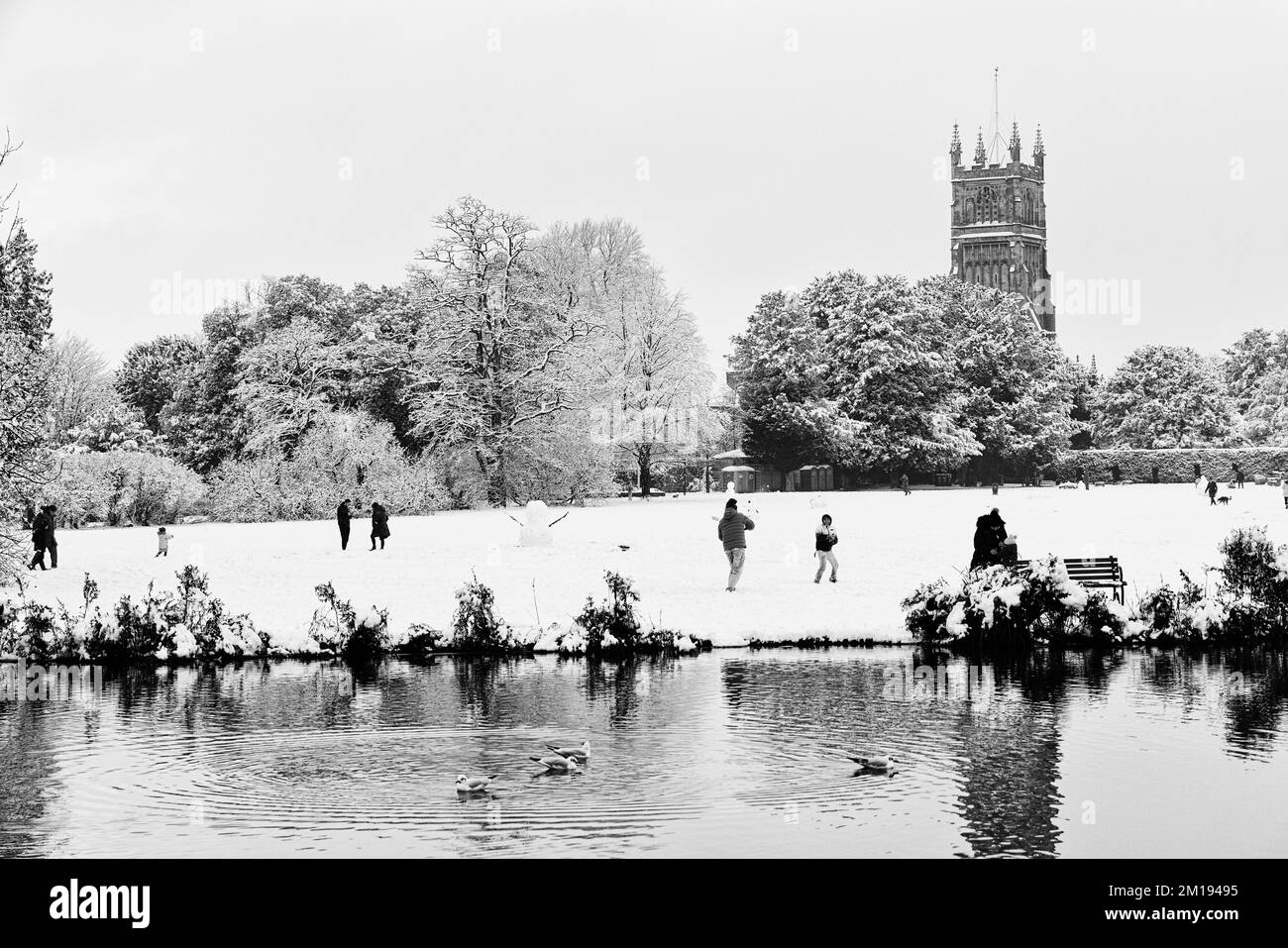 Scenes In Cirencester During Recent Snowfall.A Former Roman Town And Historic Wool Trade Town Stock Photo