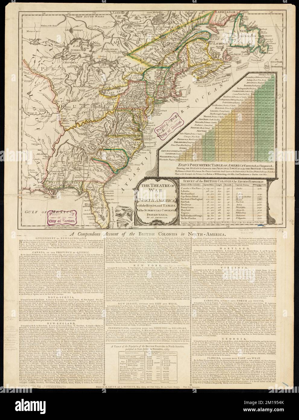 The theatre of war in North America - The Theatre Of War In North America With The Roads And Tables Of The Superficial Contents Distances Ca North America History Revolution 1775 1783 Maps Early Works To 1800 United States History Revolution 1775 1783 Maps Early Works To 1800 Canada History 1775 1783 Maps Early Works To 1800 Norman B Leventhal Map Center Collection 2M1954K