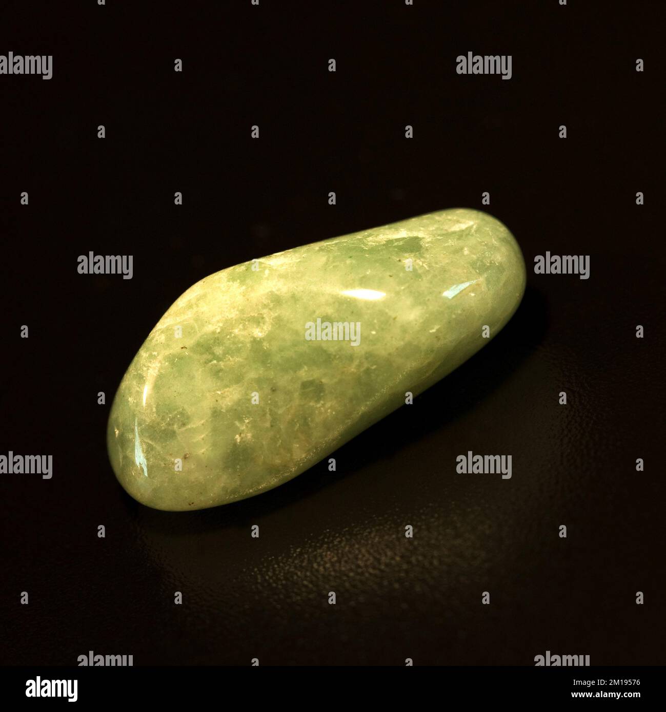 Macro close up colour photograph of 'Green Quartz' a semi precious