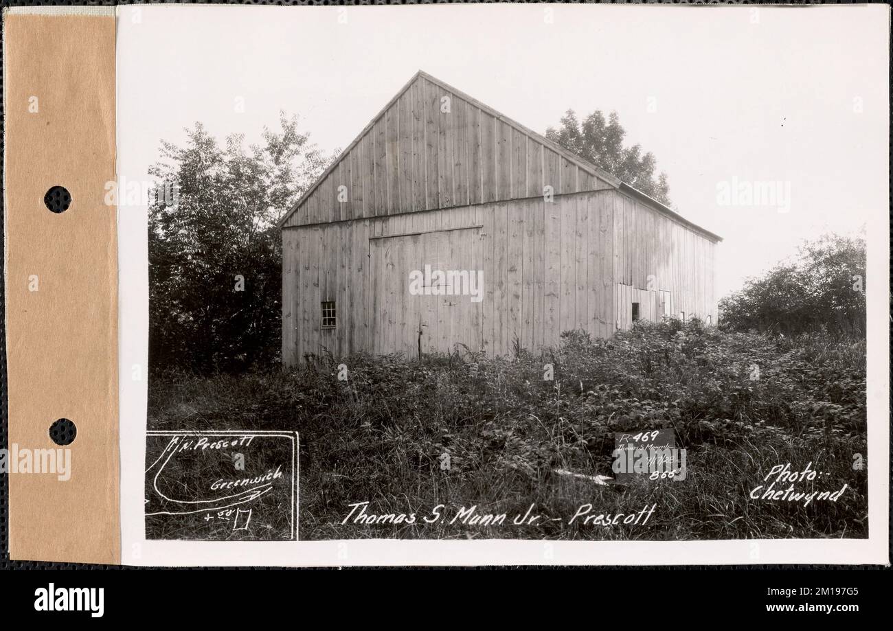 Thomas S. Mann, Jr., barn, Prescott, Mass., Sep. 17, 1928 : Parcel no. 449-10, Thomas S. Mann, Jr. , waterworks, reservoirs water distribution structures, real estate, residential structures, barns Stock Photo