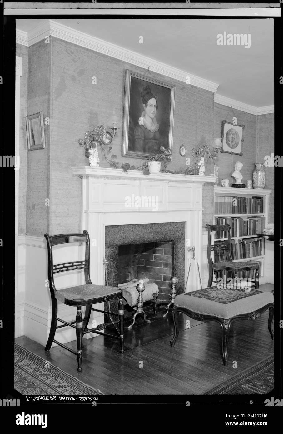Thomas Sanders House, fireplace Salem, MA, interior , Interiors, Fireplaces. Samuel Chamberlain Photograph Negatives Collection Stock Photo