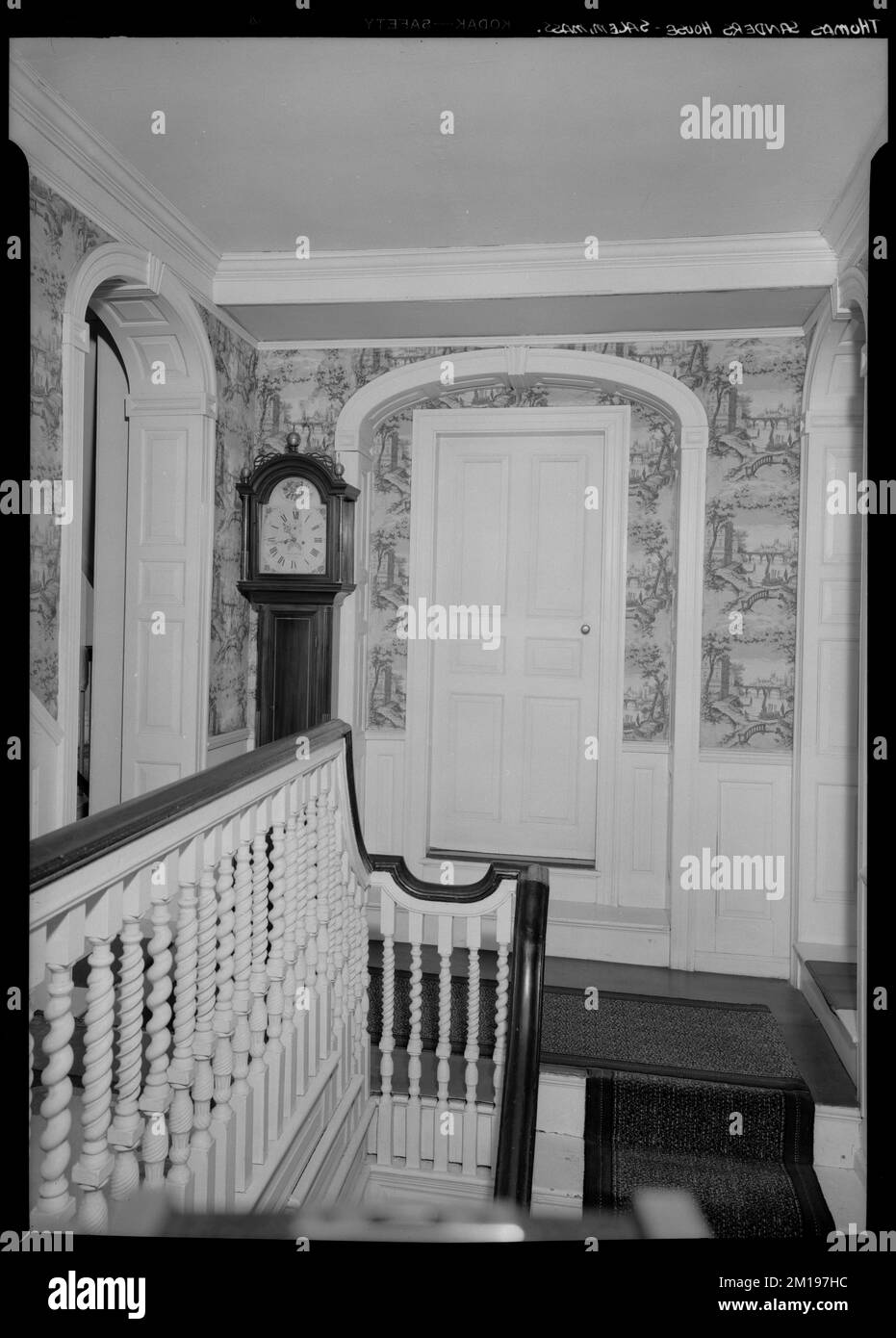 Thomas Sanders House, Grandfather's clock, Salem, MA, interior , Interiors, Doors & doorways. Samuel Chamberlain Photograph Negatives Collection Stock Photo