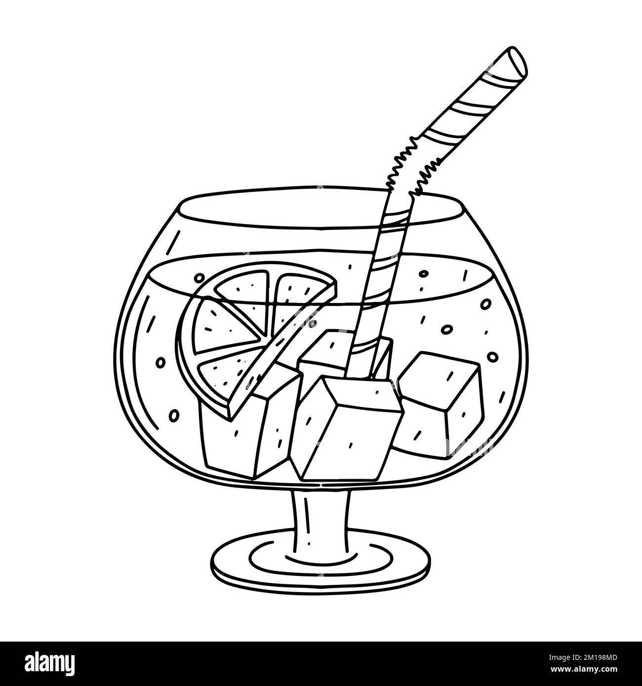 Ice Mojito with lime in hand drawn doodle style. Latin american