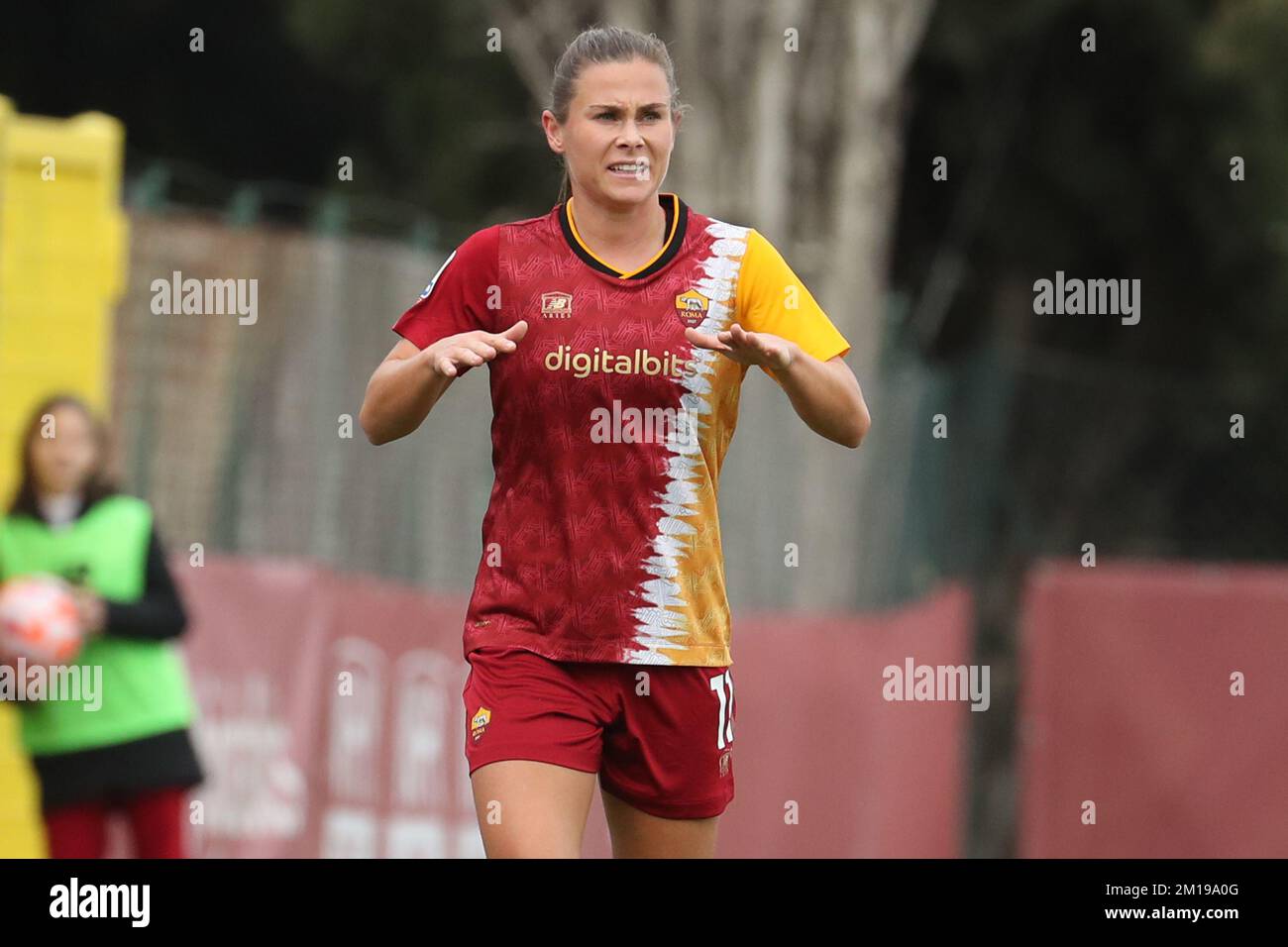 Rome, Italy. 11th Dec, 2022. Emilie Haavi (AS Roma) reacts during the Serie A TIM match between AS Roma and Juventus Women at Stadio Tre Fontane in Rome, Italy, on December 11 2022 (Photo by Giuseppe Fama/Pacific Press) Credit: Pacific Press Media Production Corp./Alamy Live News Stock Photo