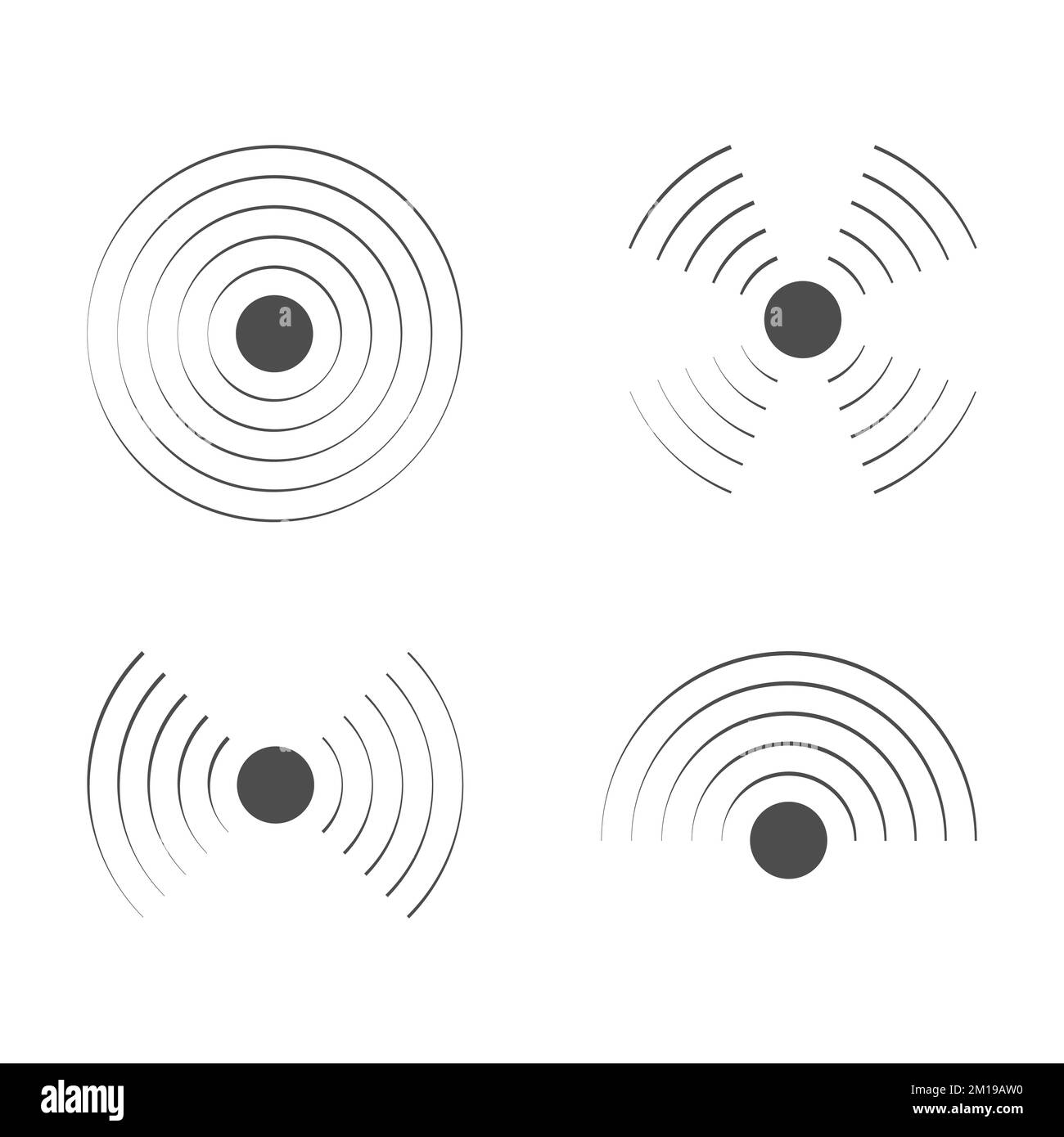 Vector radar icons. Sonar sound waves Stock Vector