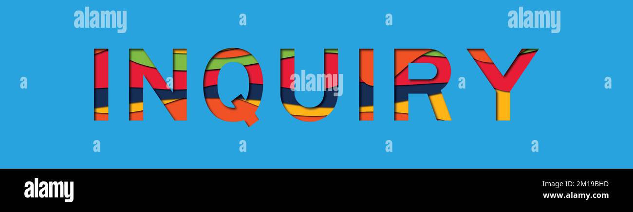 Letter with papercut style in word inquiry on blue background Stock ...