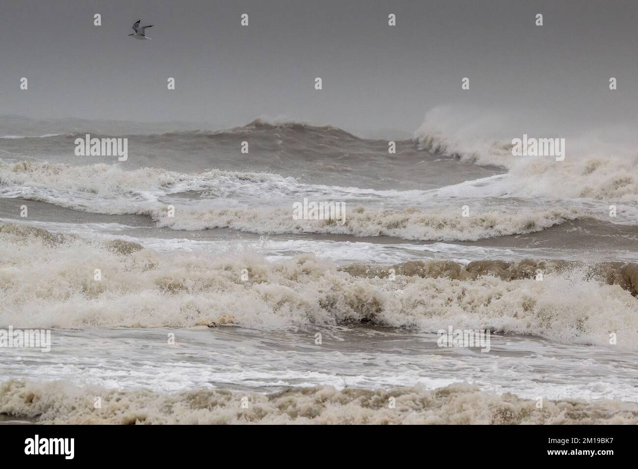 Rough seas in the Gulf of Mexico, south Texas, after winter gales, with ...