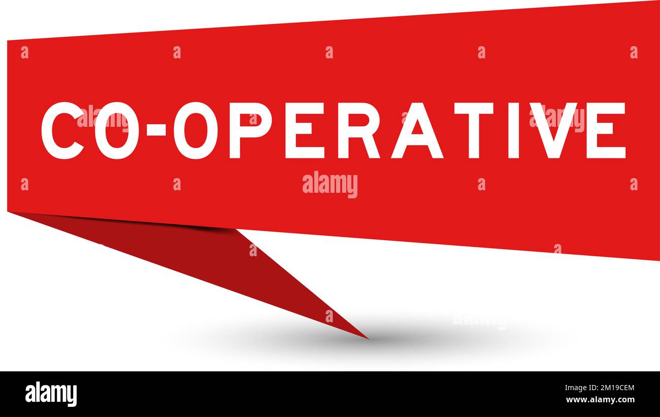 red-color-speech-banner-with-word-co-operative-on-white-background