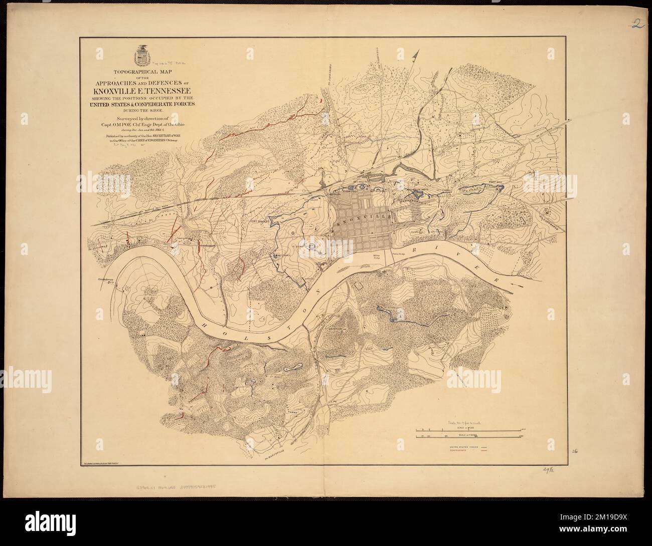 Topographical map of the approaches and defences of Knoxville, E