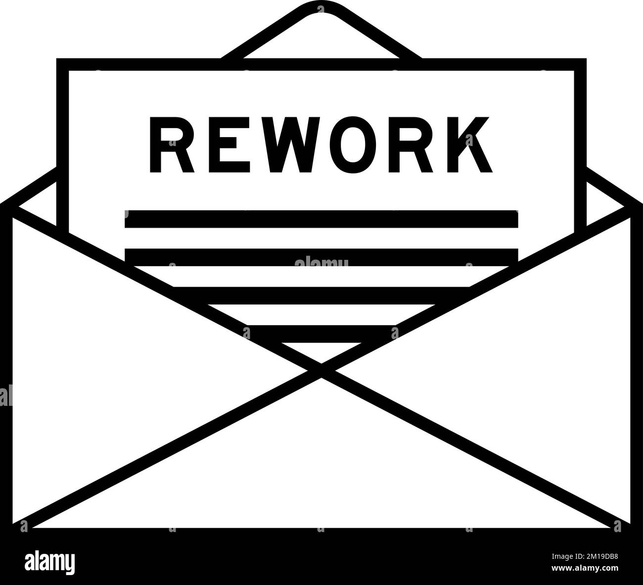 Envelope and letter sign with word rework as the headline Stock Vector