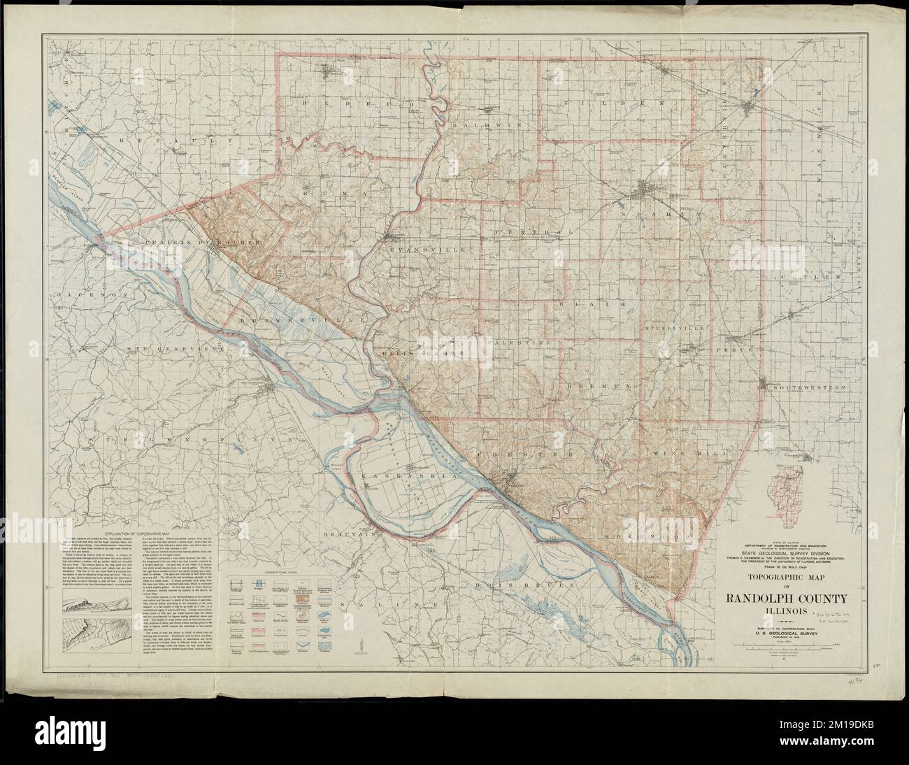 Topographic map of Randolph County, Illinois , Randolph County Ill