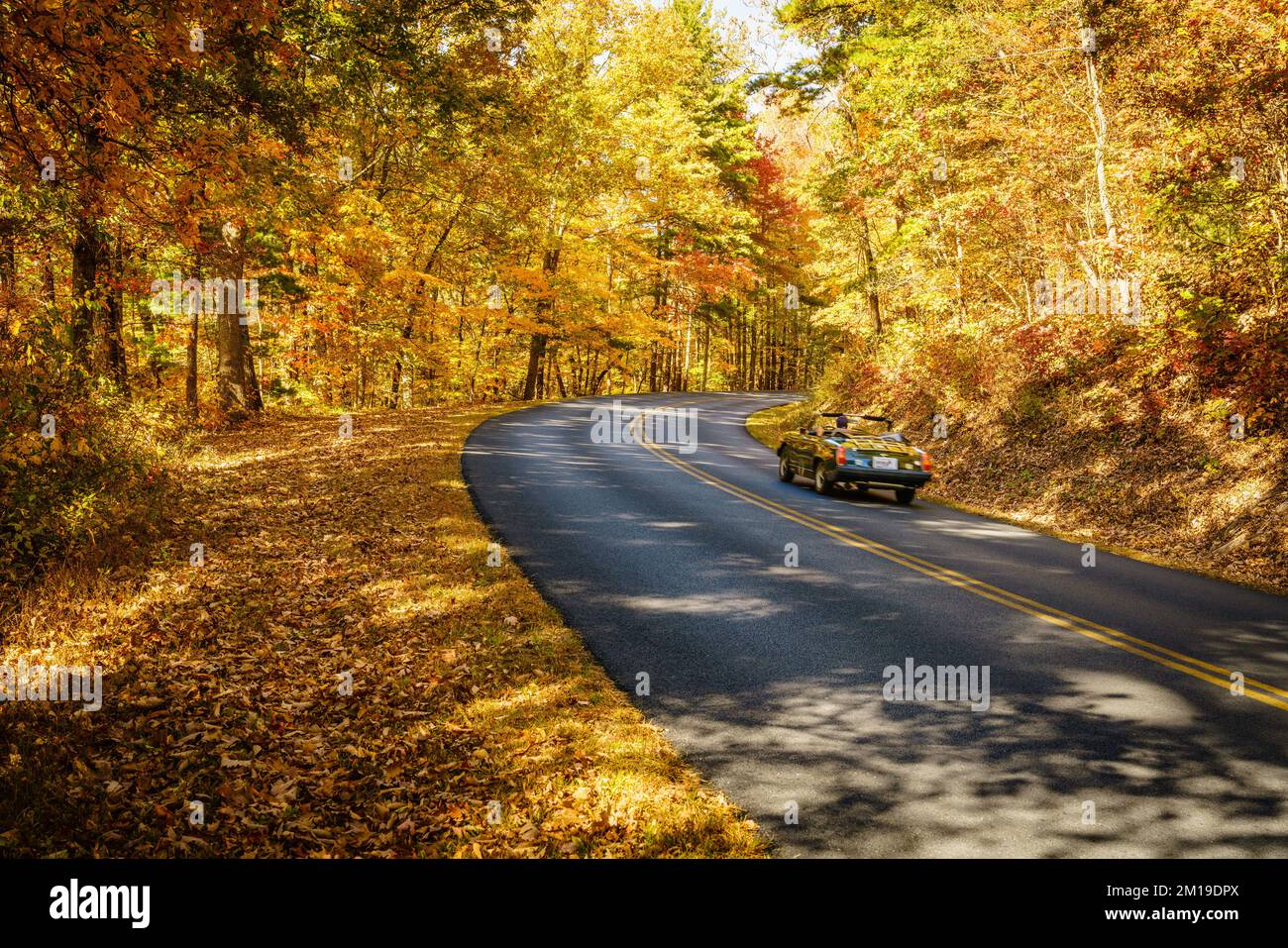Scenic drive on Blue Ridge Parkway in North Carolina in fall Stock Photo