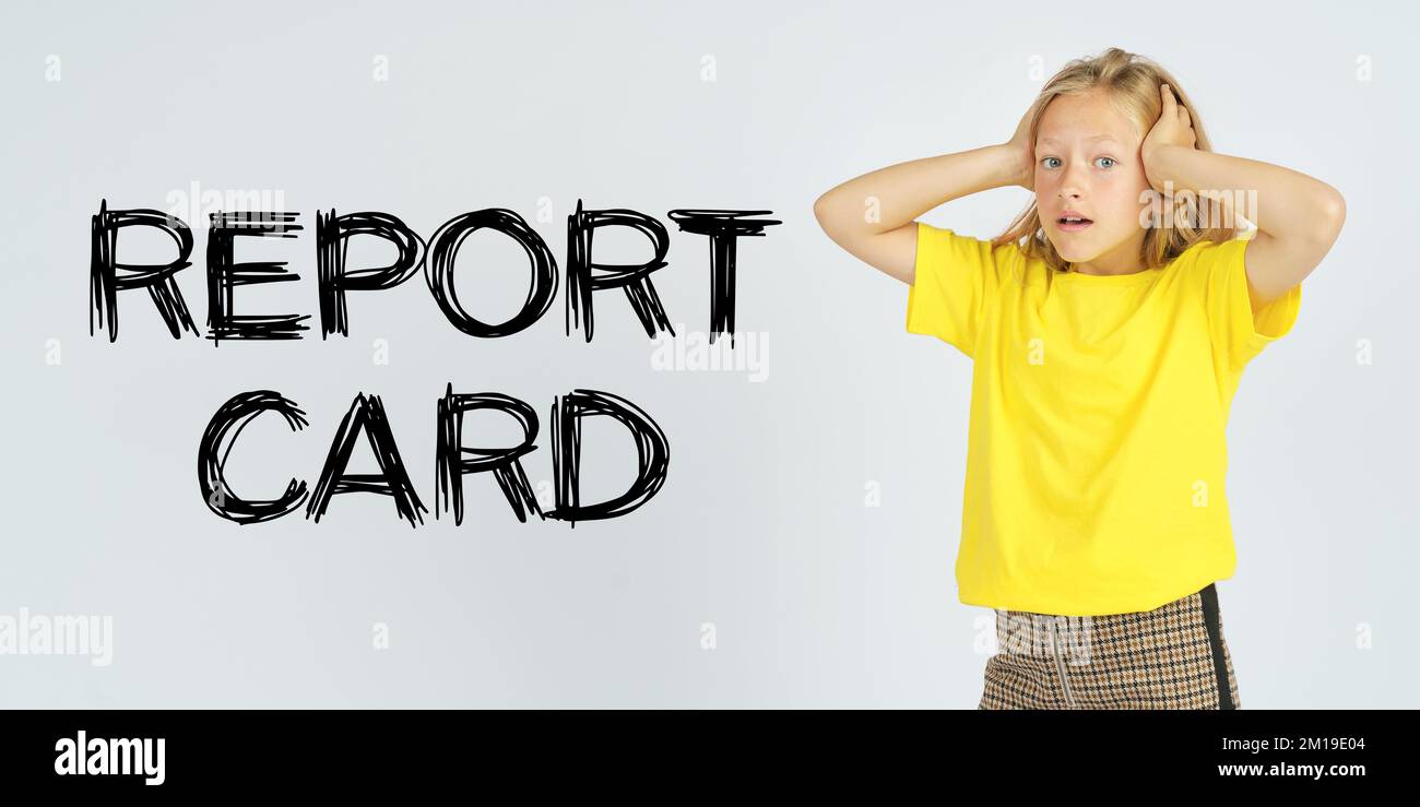 Education concept. A teenager girl holding her head in surprise