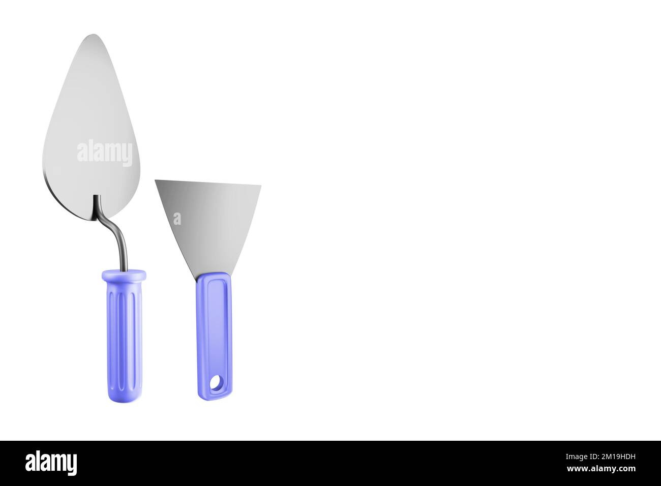 Trowel and spatula with purple plastic handle 3d Stock Photo - Alamy