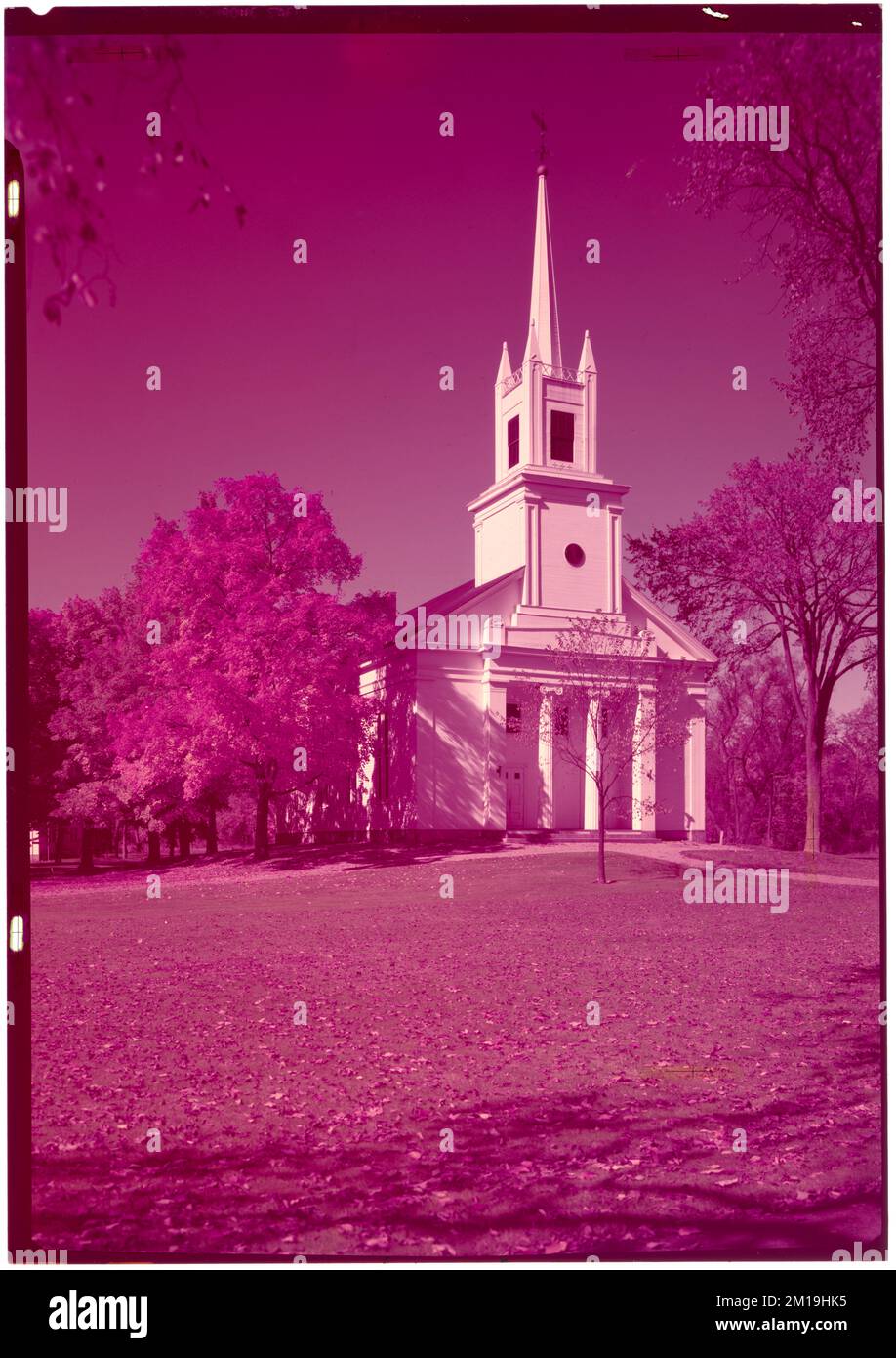 Topsfield Church, autumn , Architecture, Churches. Samuel Chamberlain Photograph Negatives