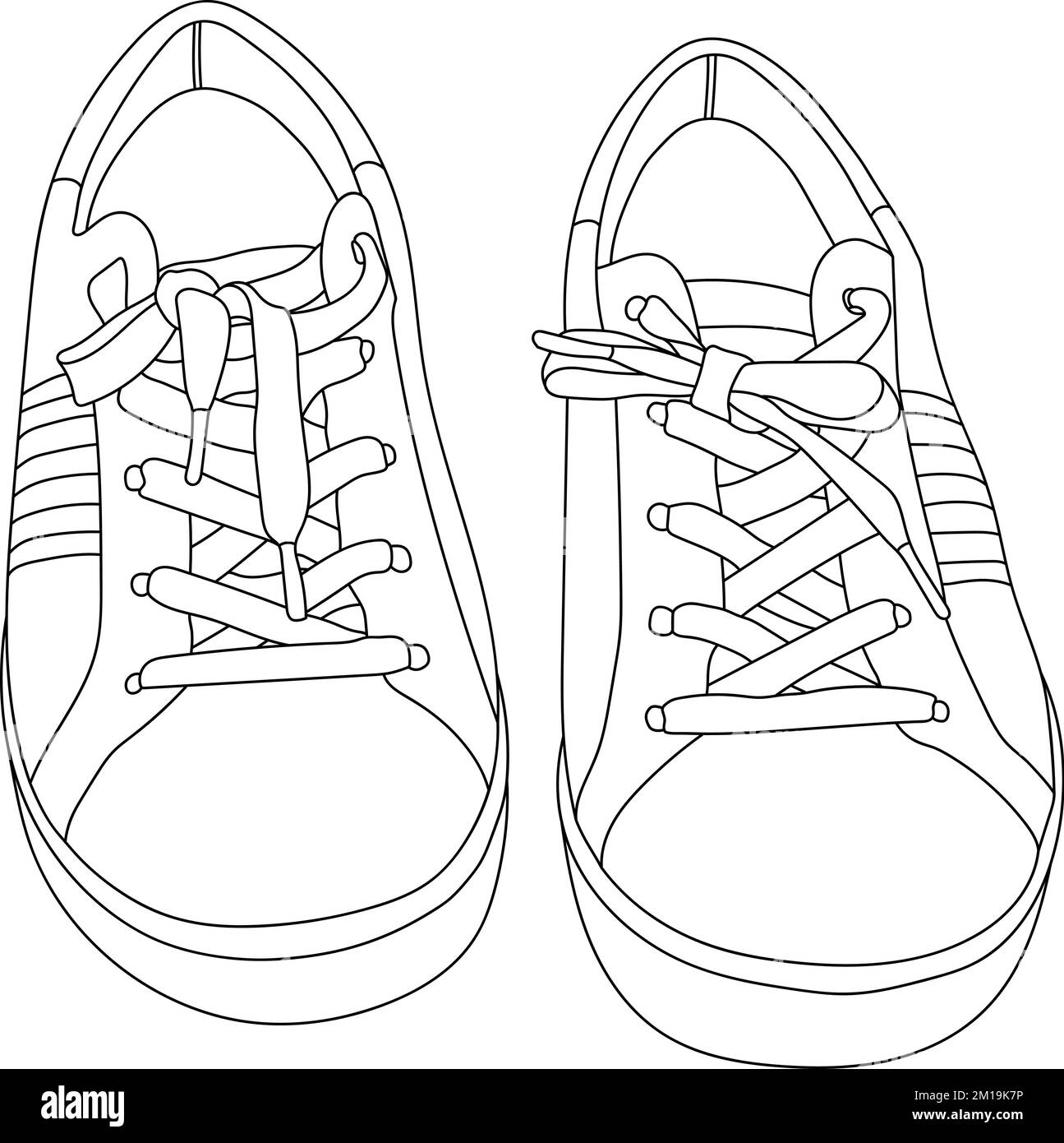 Sneakers line art drawing vector illustration Stock Vector